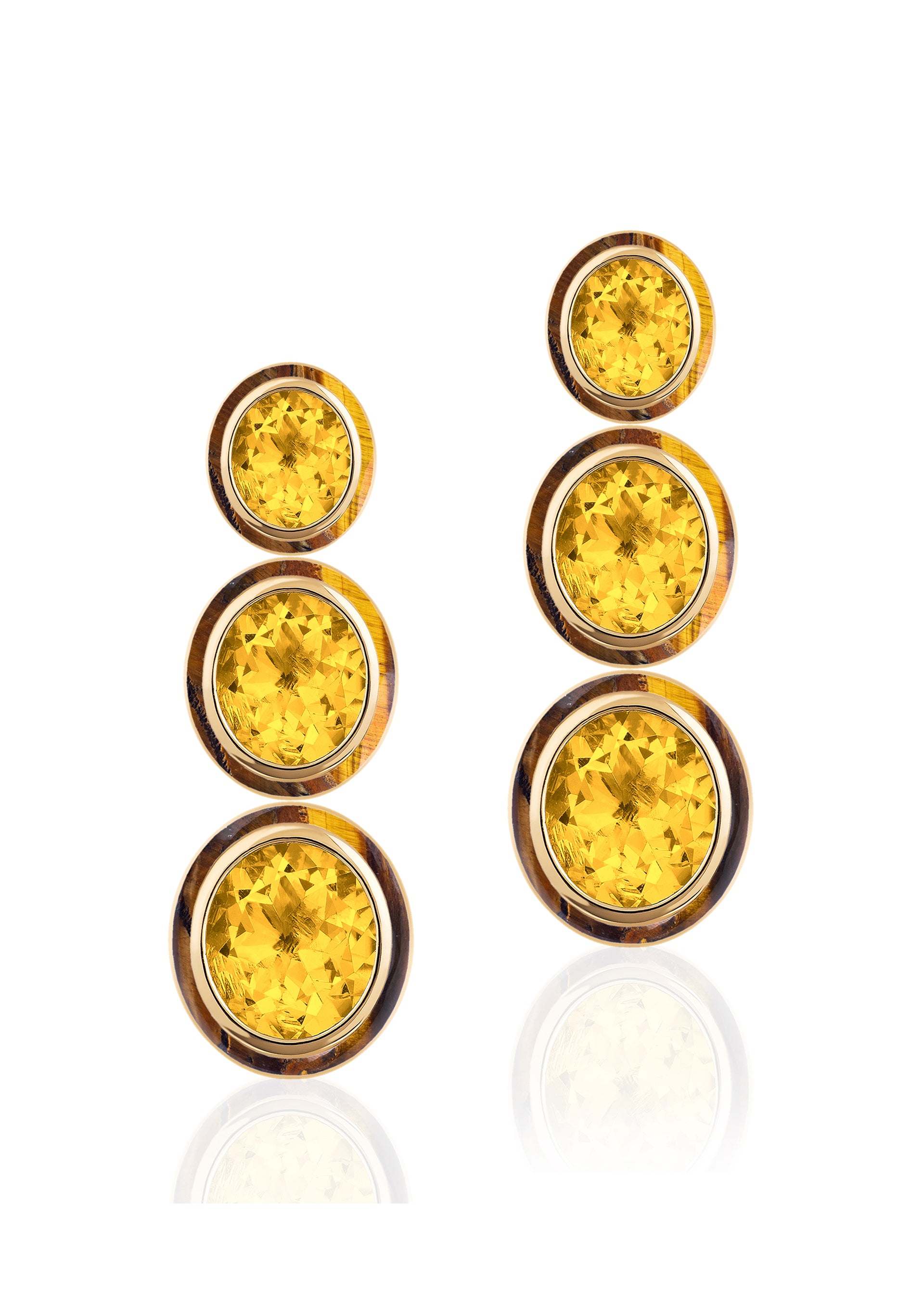 Yellow gold-Citrine with Tiger Eye