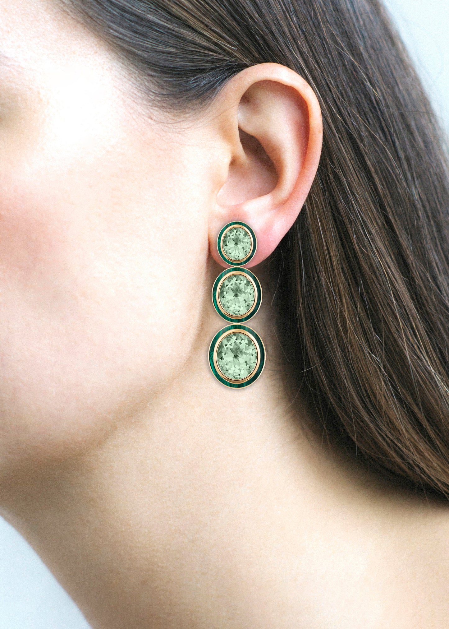 Yellow gold-Prasiolite with Malachite