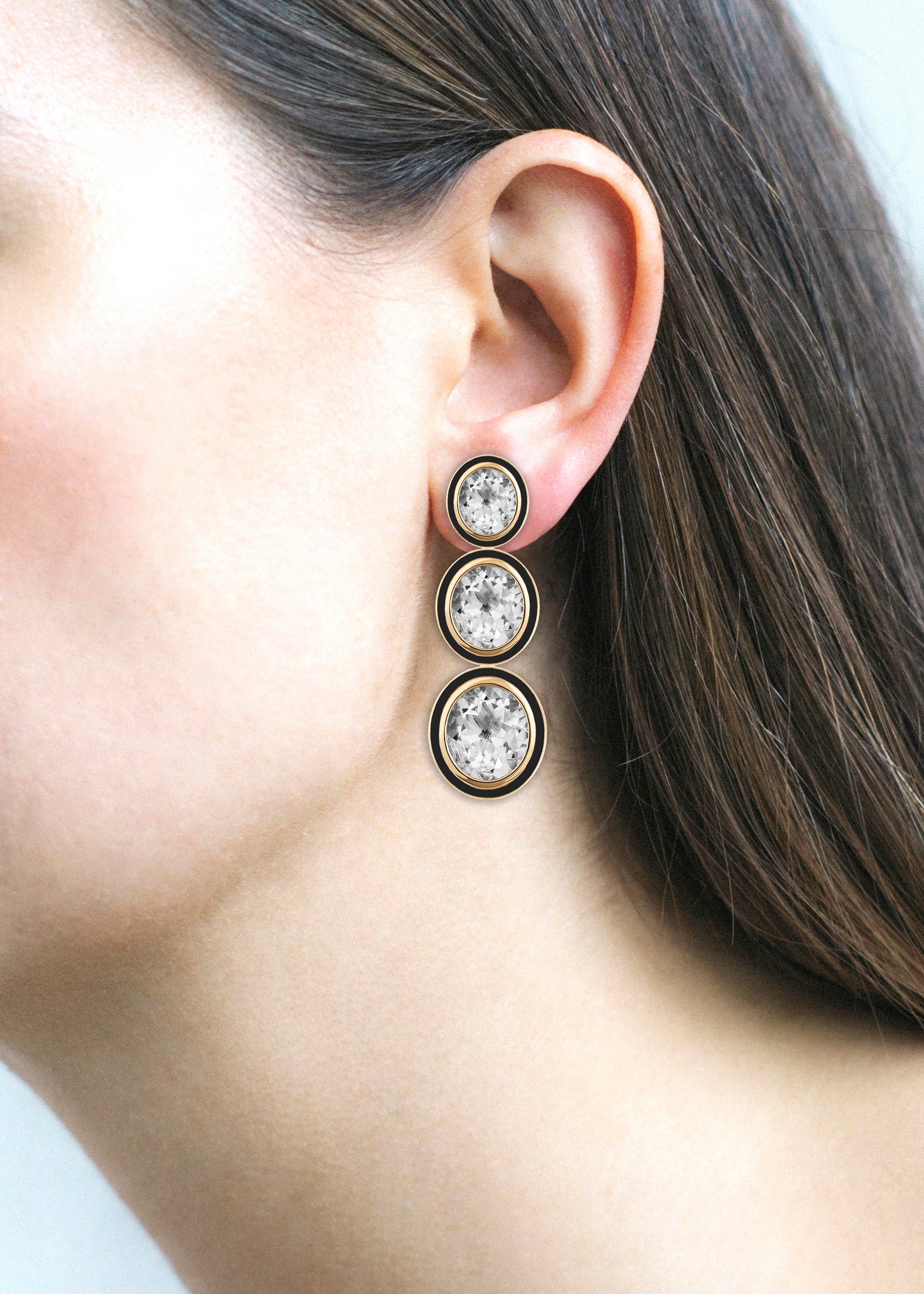 Yellow gold-Rock Crystal with Onyx