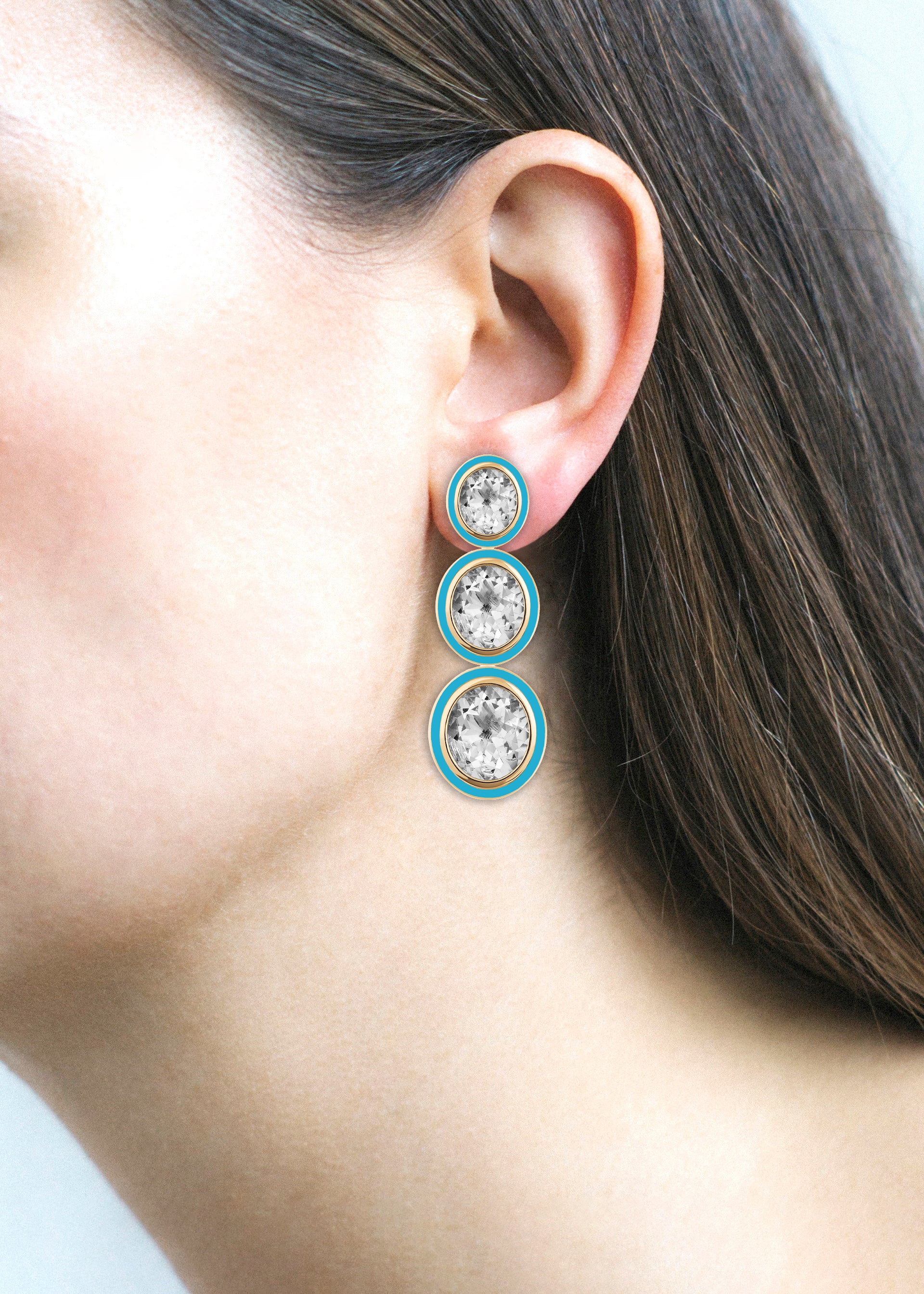 Yellow gold-Rock Crystal with Turquoise