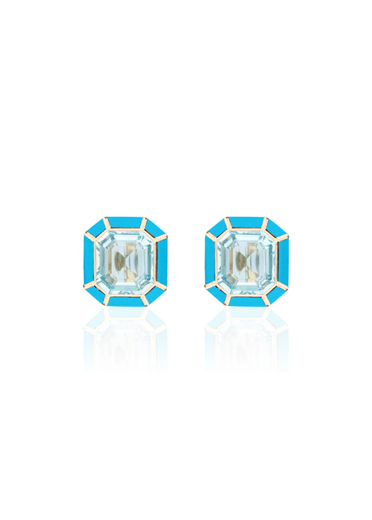 Yellow gold-Blue Topaz with Turquoise