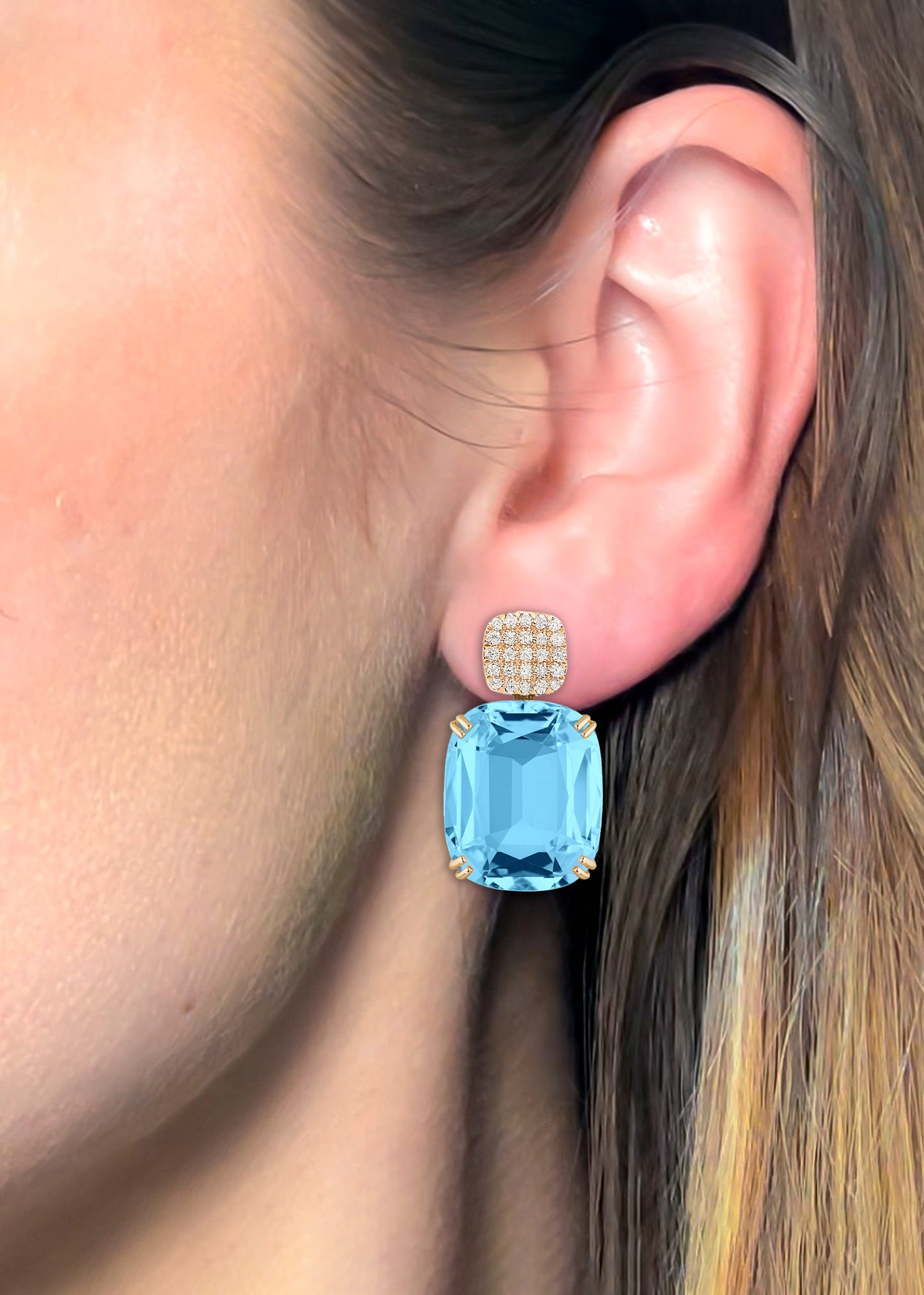 Yellow gold-Blue Topaz
