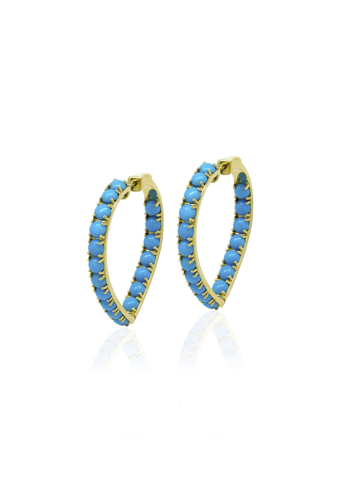 Cabochon Heart Hoop Earrings