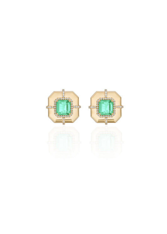 Medallion Emerald Studs
