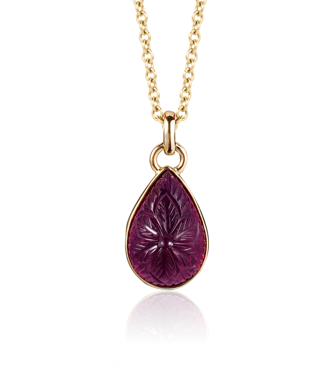 Rubellite Carved Pendant
