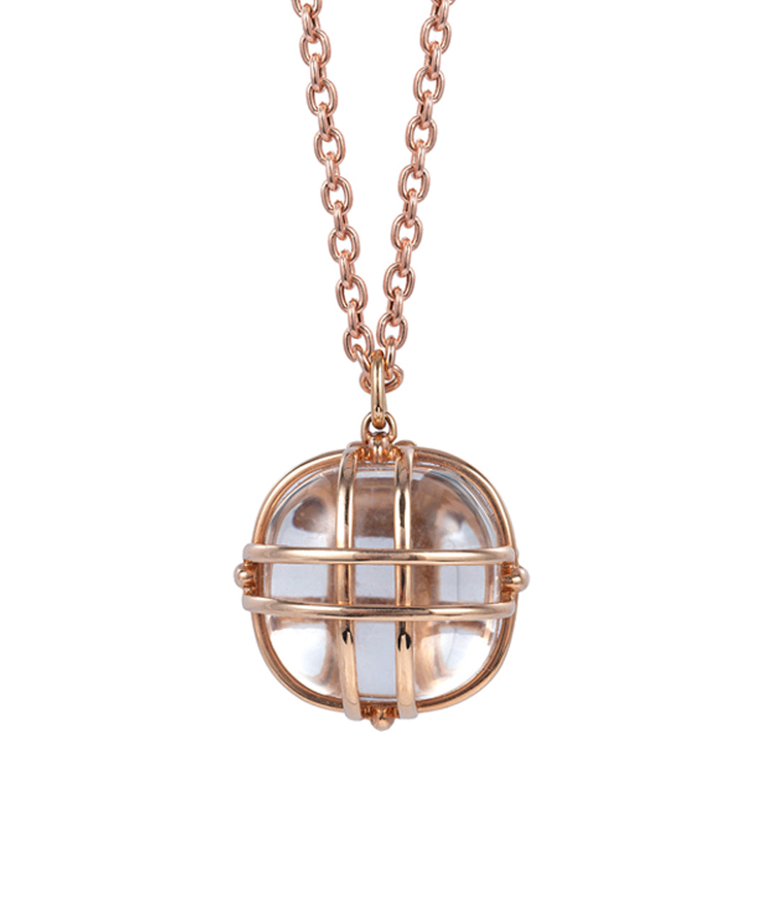 Rock Crystal Square Tumbled Cage Pendant