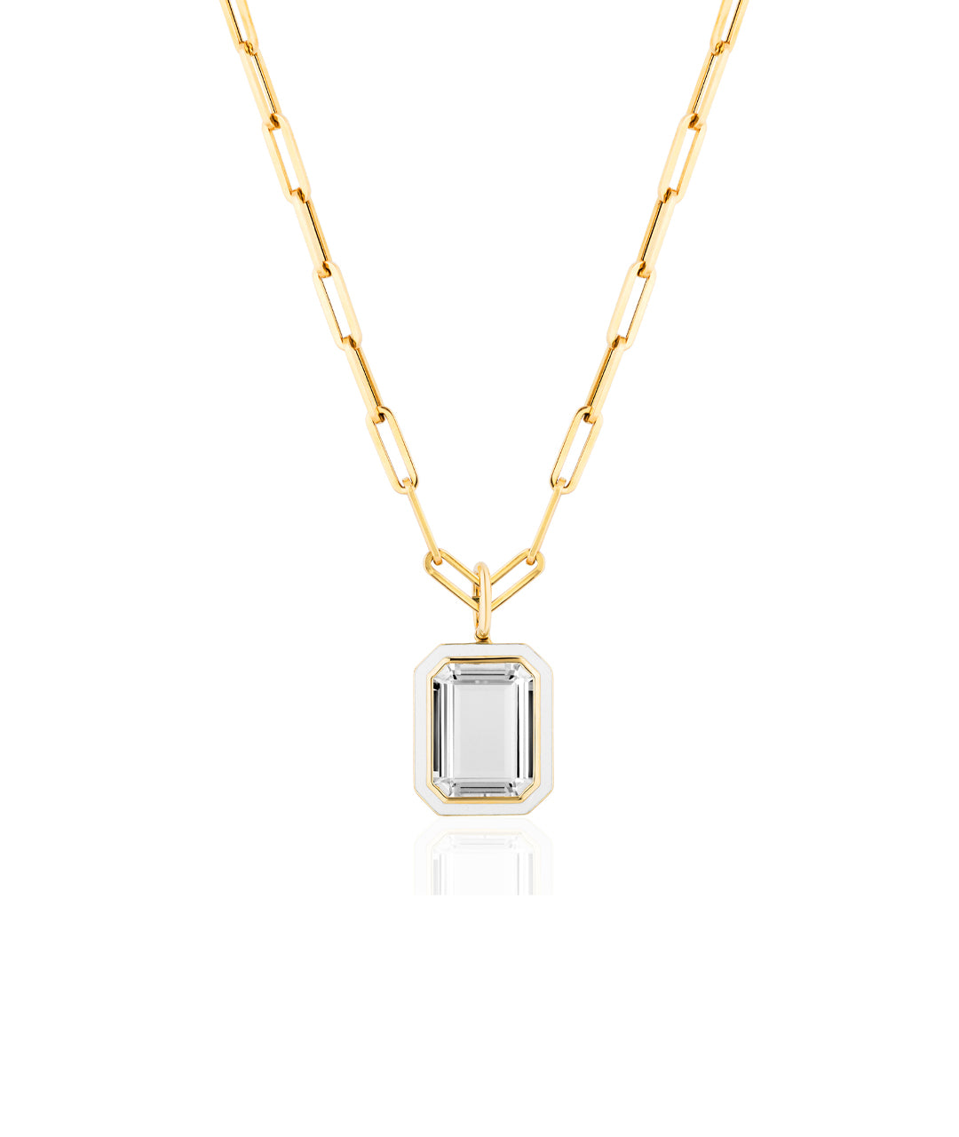 Rock Crystal with White Enamel