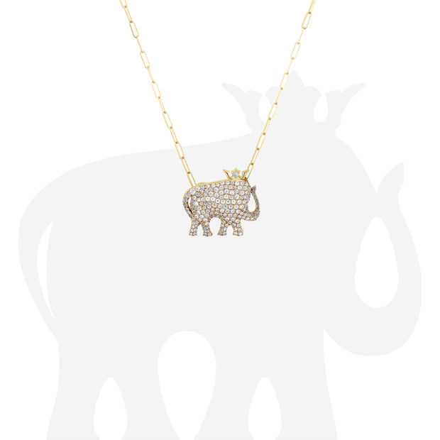 White Sapphire Elephant Pendant