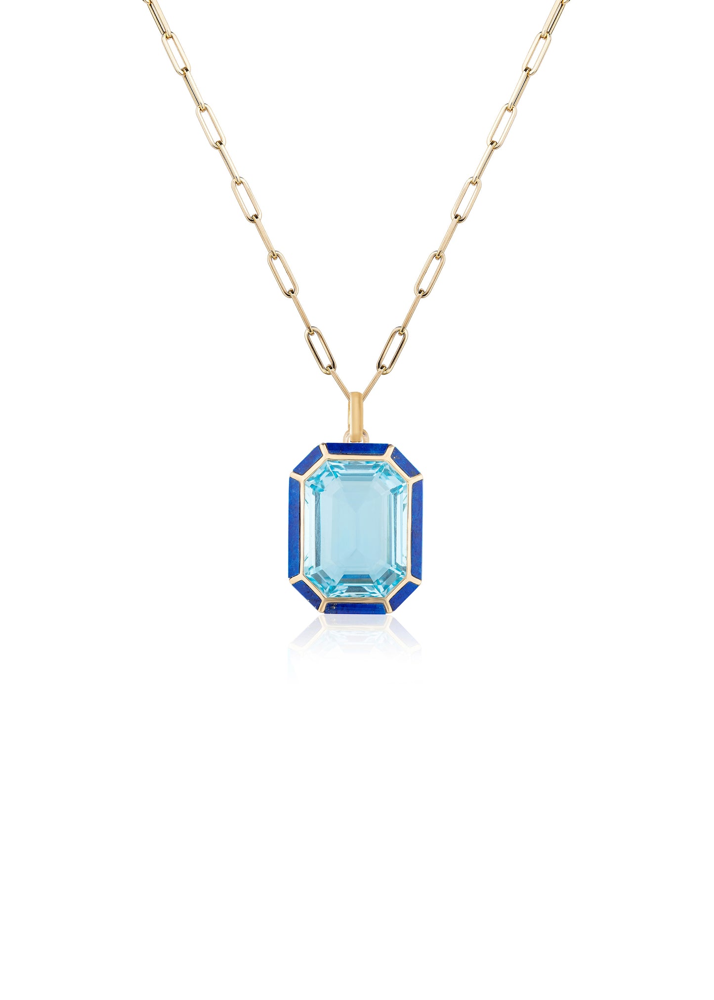 Yellow gold-Blue Topaz with Lapis