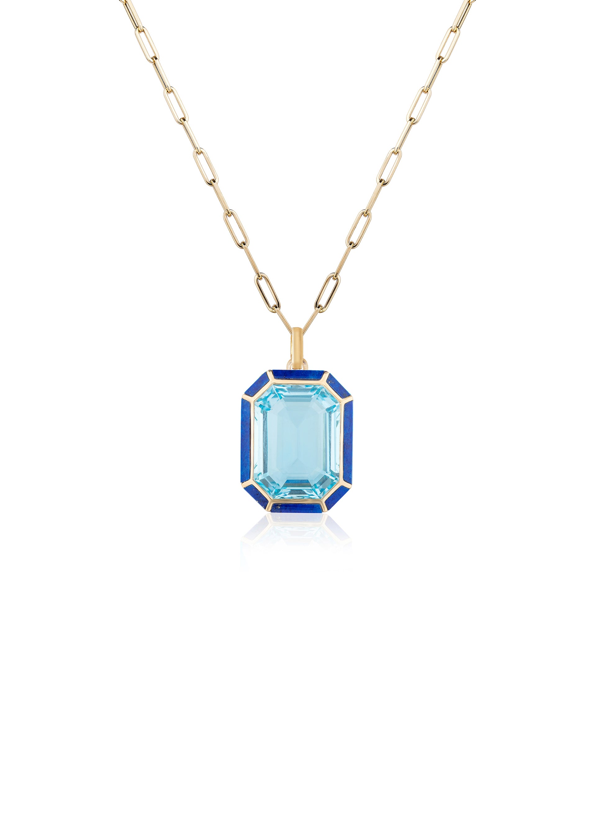 Yellow gold-Blue Topaz with Lapis