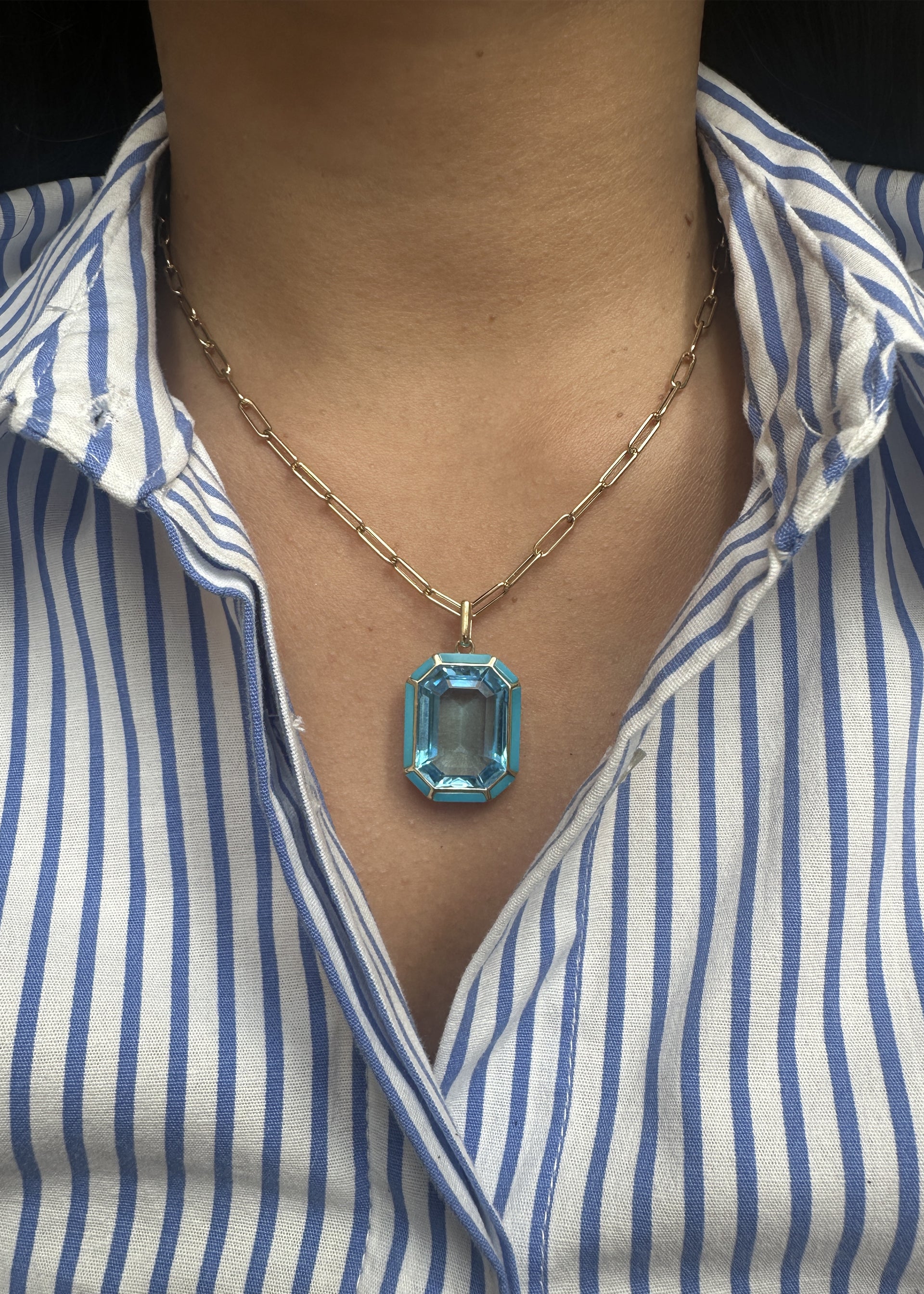 Yellow gold-Blue Topaz with Turquoise