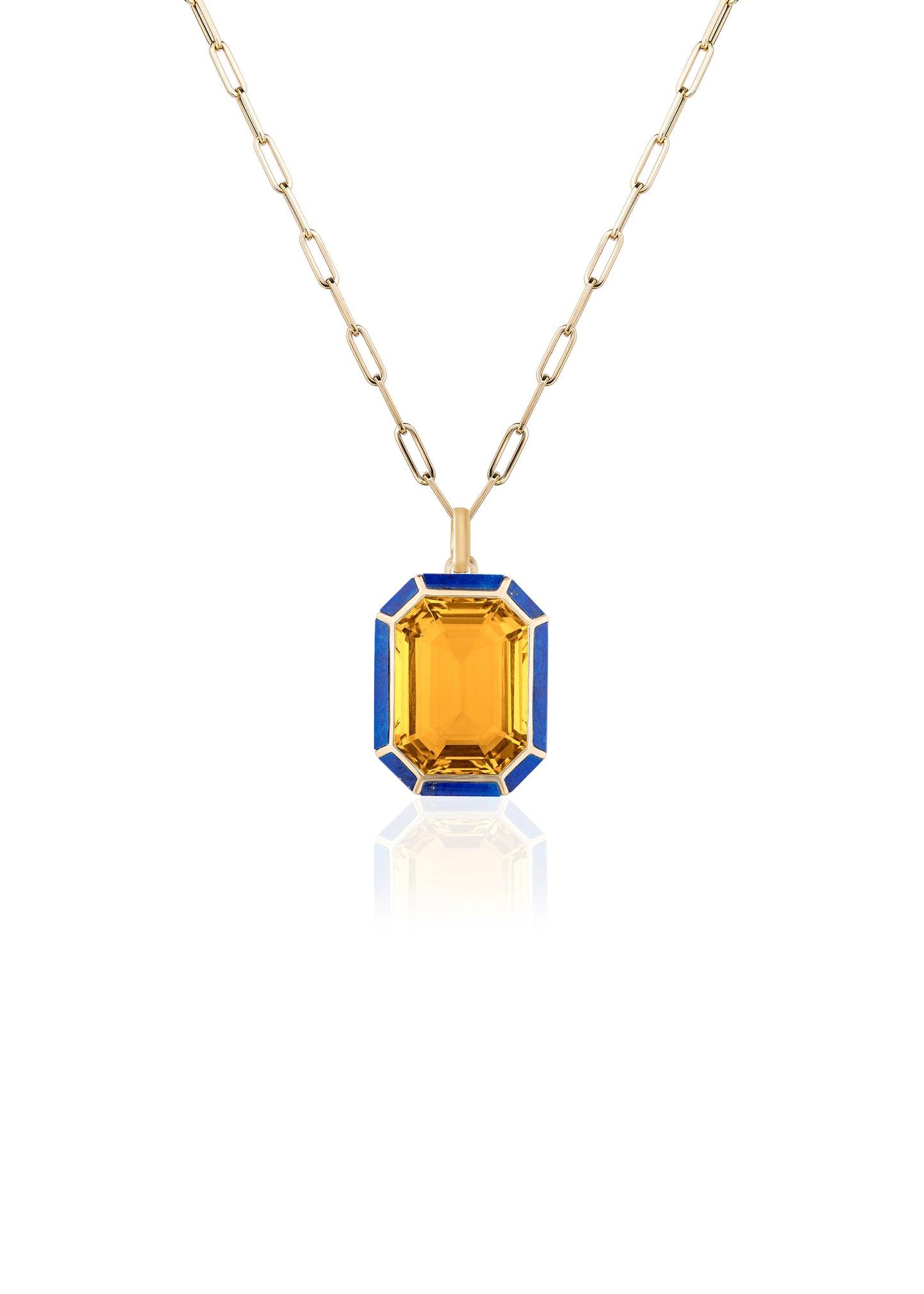 Yellow gold-Citrine With Lapis
