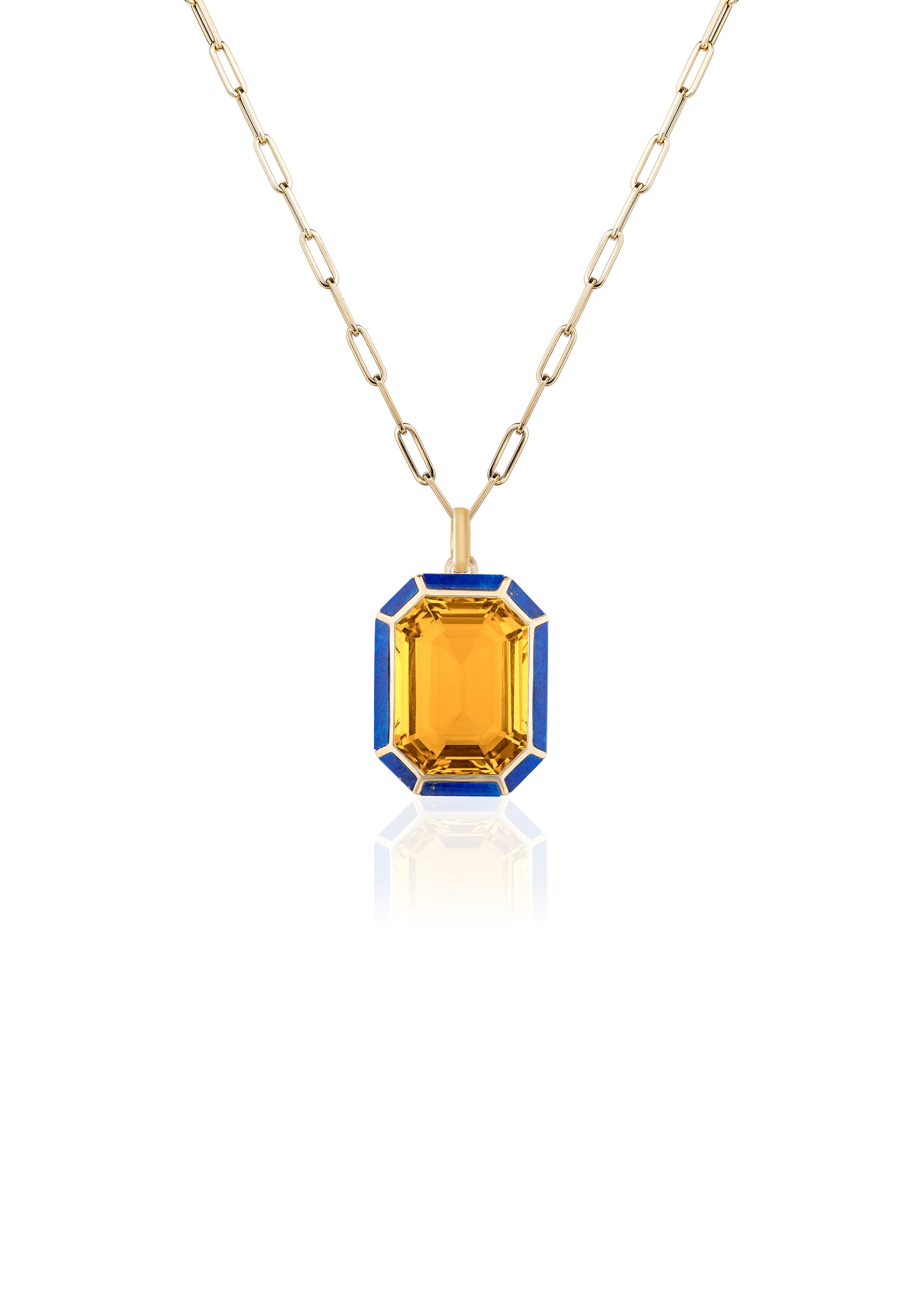 Yellow gold-Citrine With Lapis