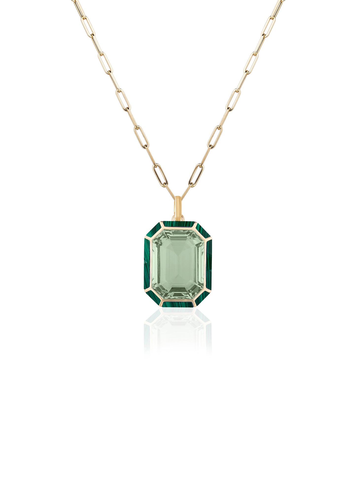 Yellow gold-Prasiolite with Malachite