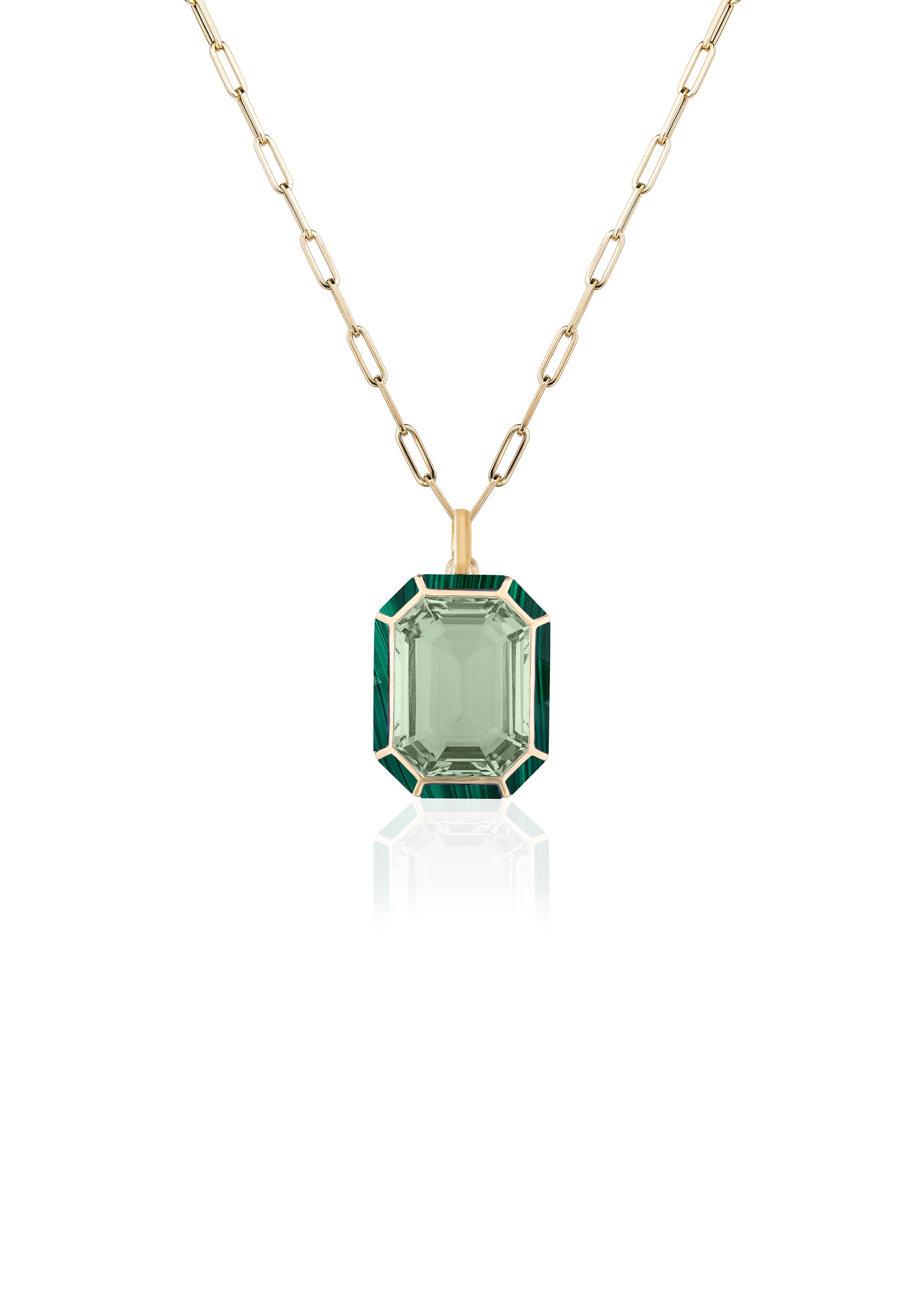Yellow gold-Prasiolite with Malachite