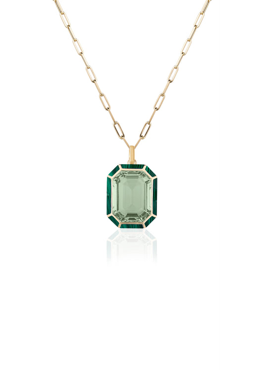 Yellow gold-Prasiolite with Malachite