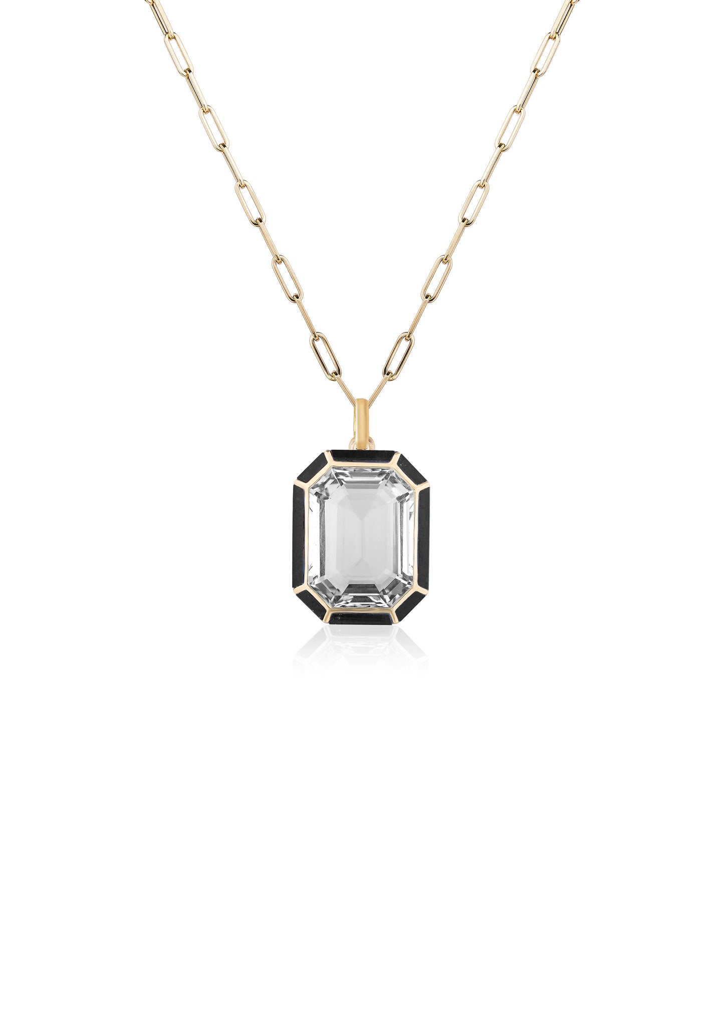 Yellow gold-Rock Crystal with Onyx