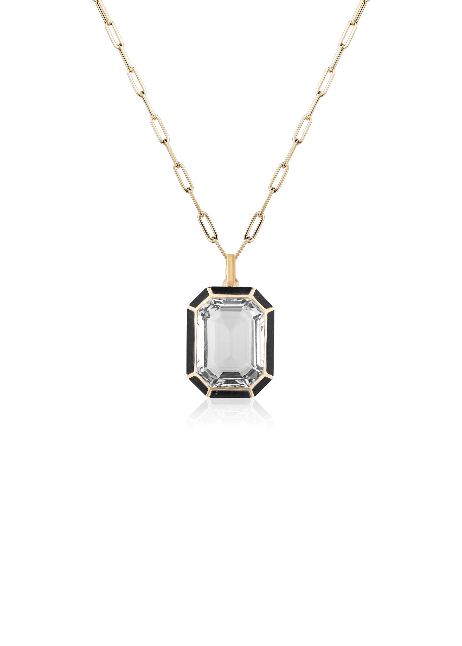 Yellow gold-Rock Crystal with Onyx