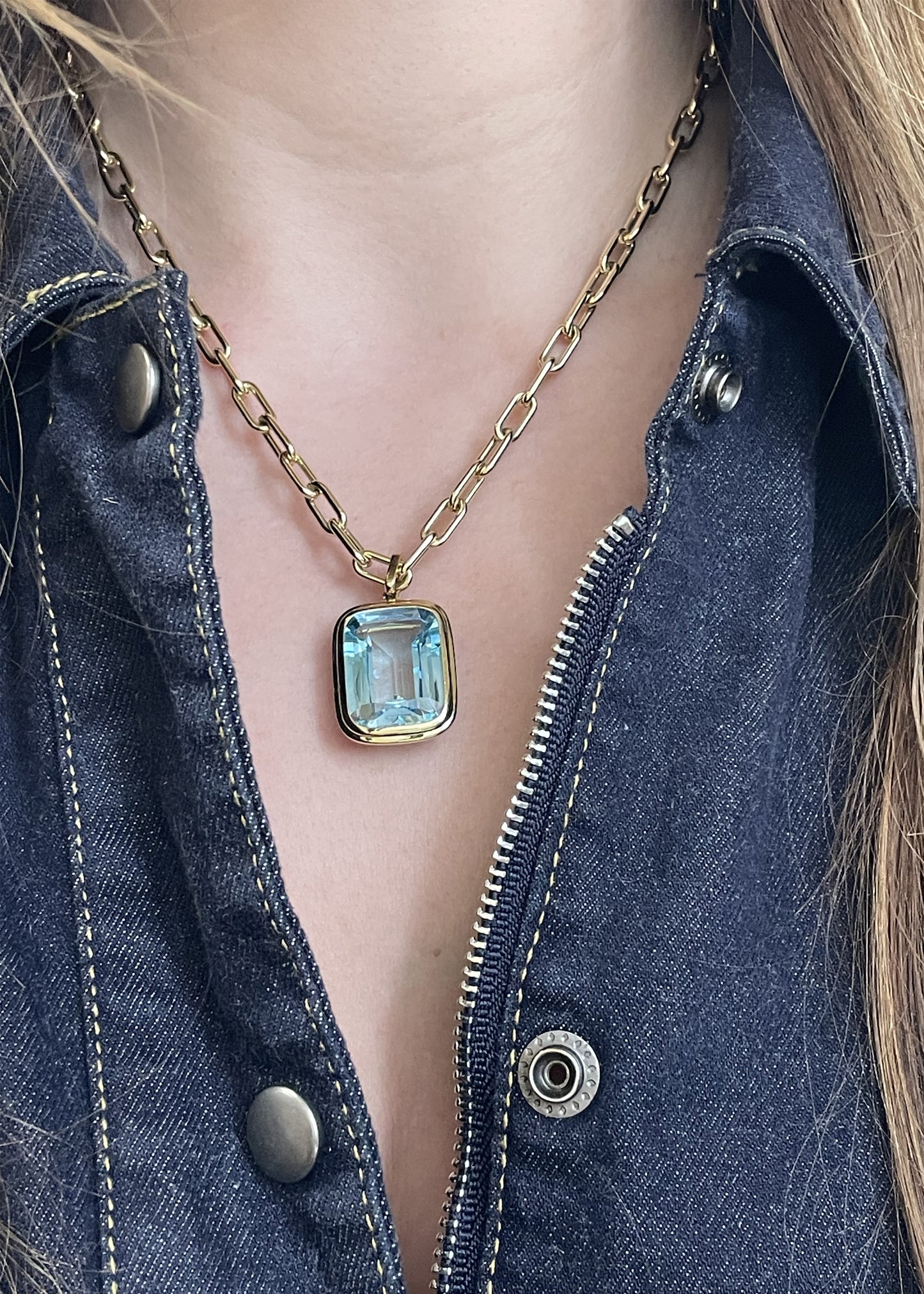 Yellow gold-Blue Topaz