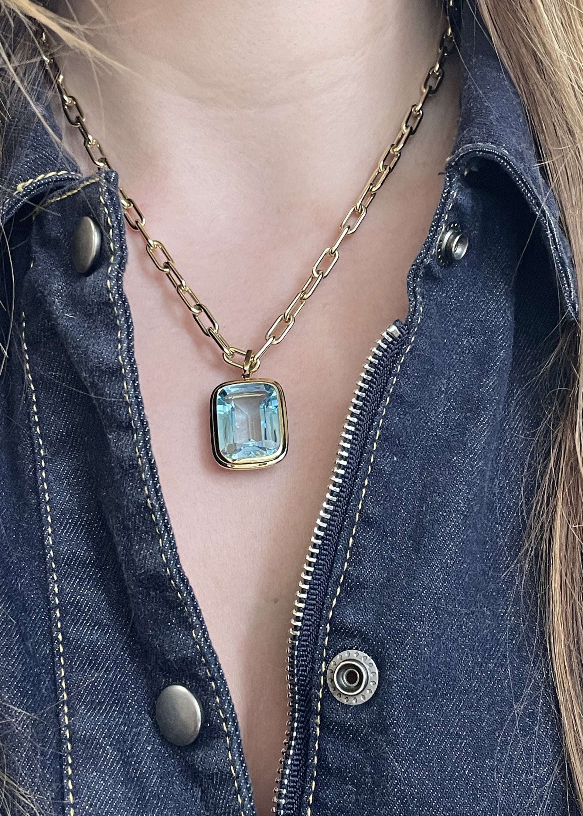 Yellow gold-Blue Topaz