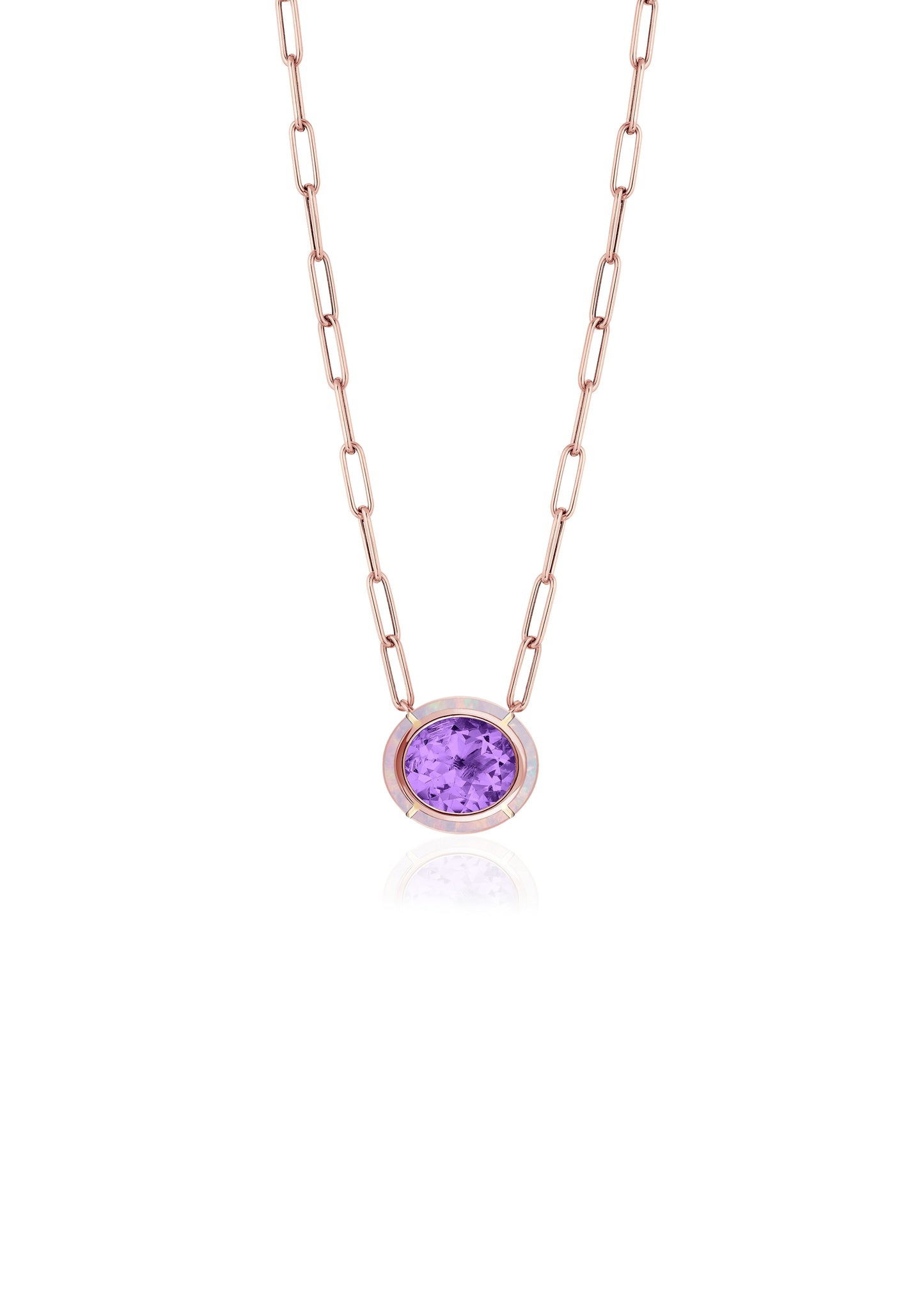 Rose gold-Amethyst with Pink Opal