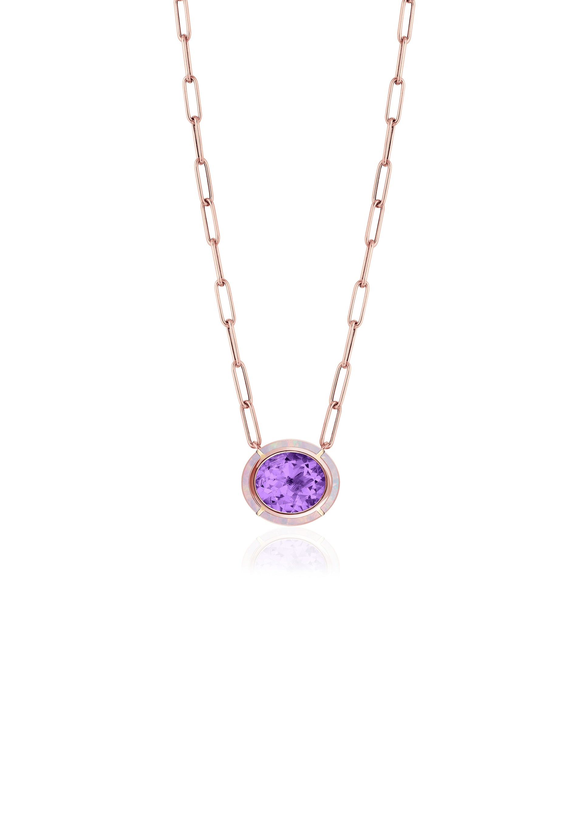 Rose gold-Amethyst with Pink Opal
