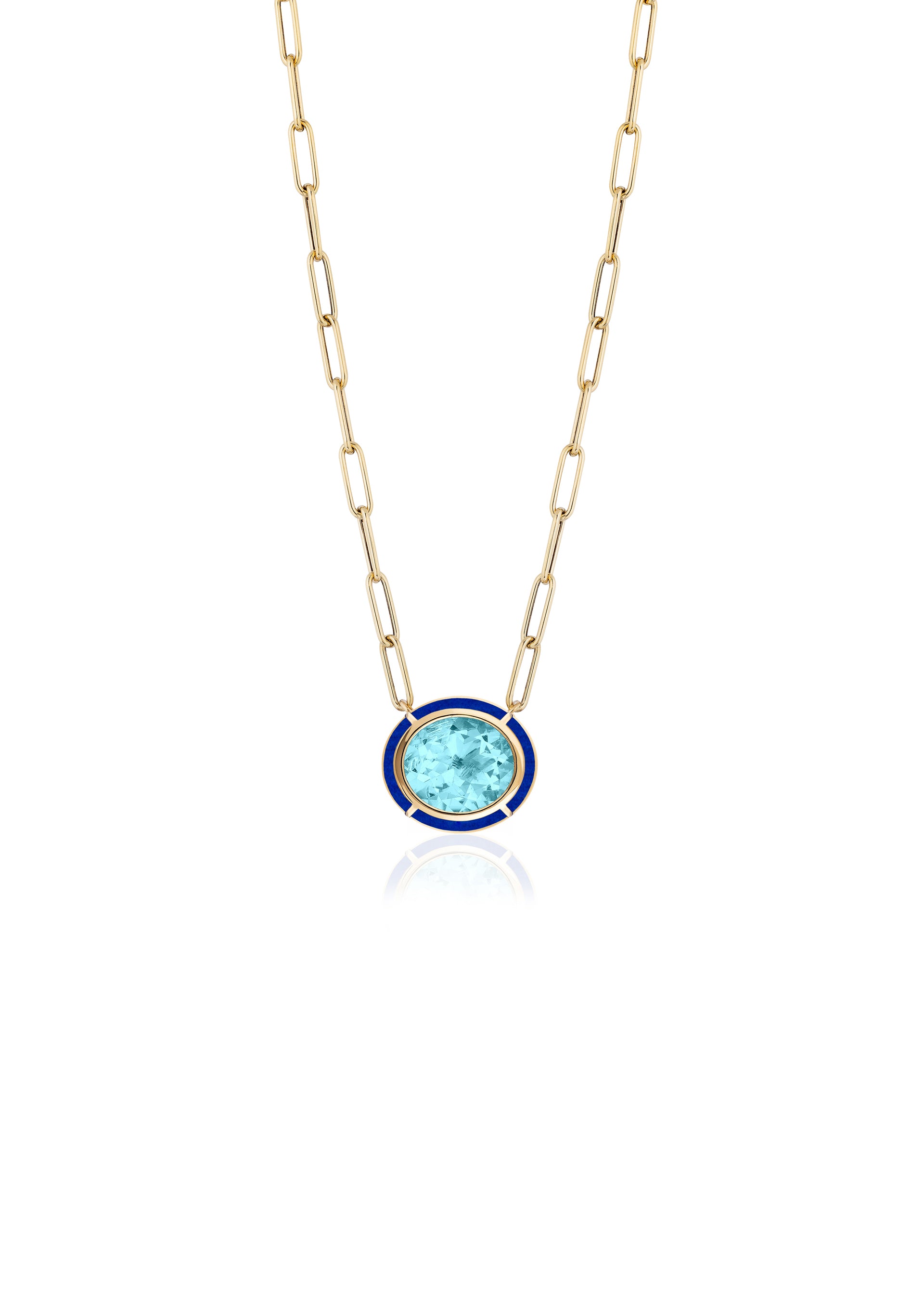 Yellow gold-Blue Topaz with Lapis