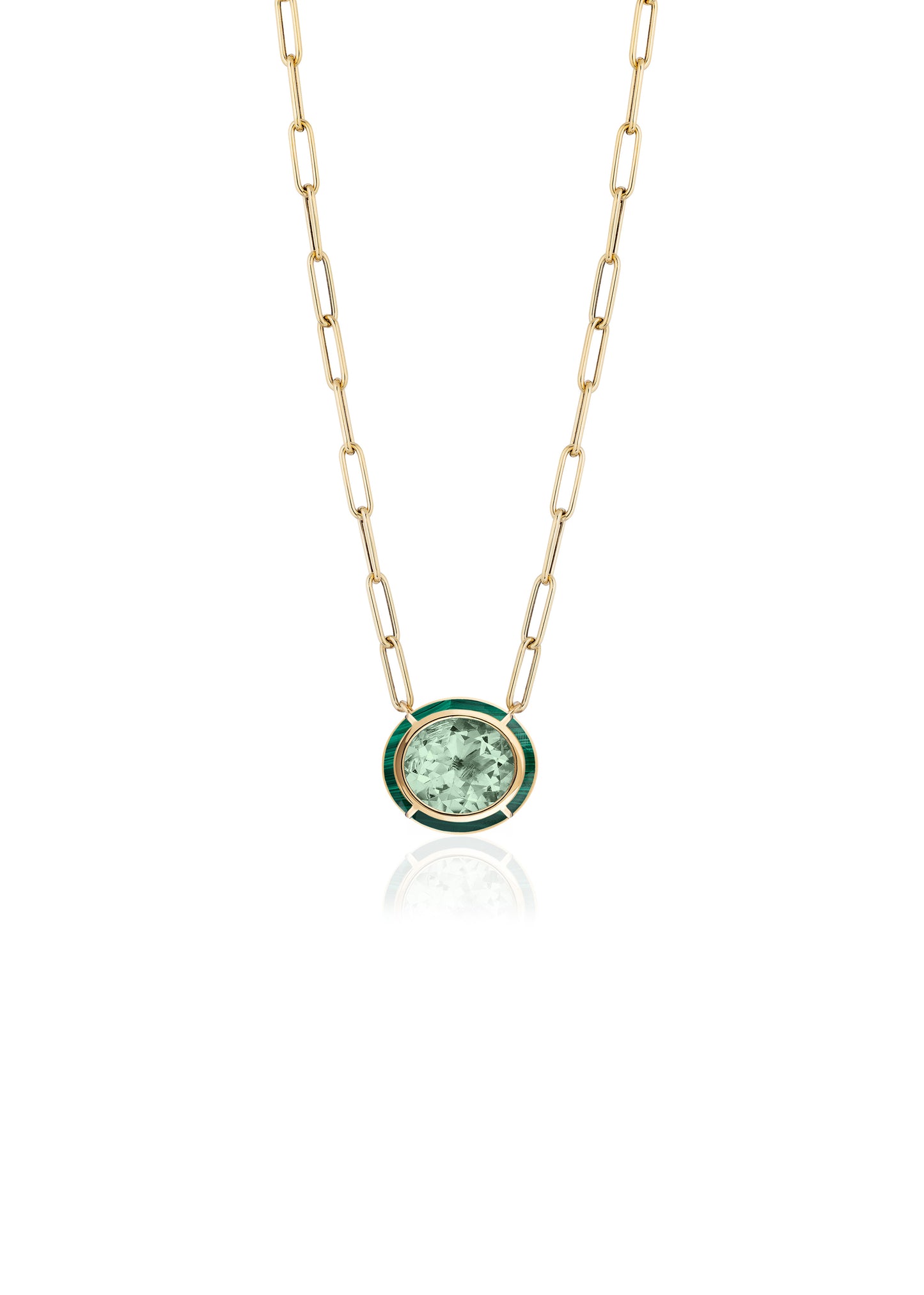 Yellow gold-Prasiolite with Malachite
