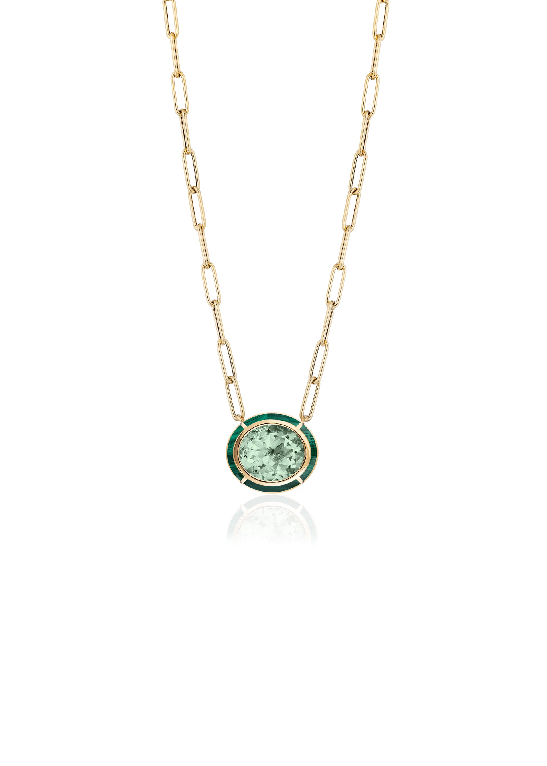 Yellow gold-Prasiolite with Malachite