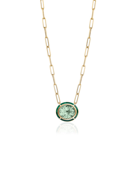 Yellow gold-Prasiolite with Malachite