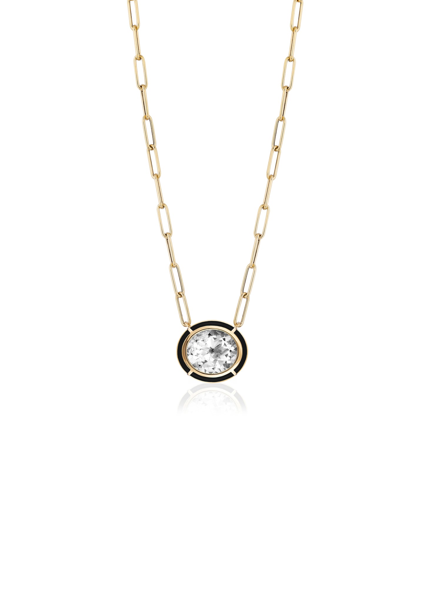 Yellow gold-Rock Crystal with Onyx