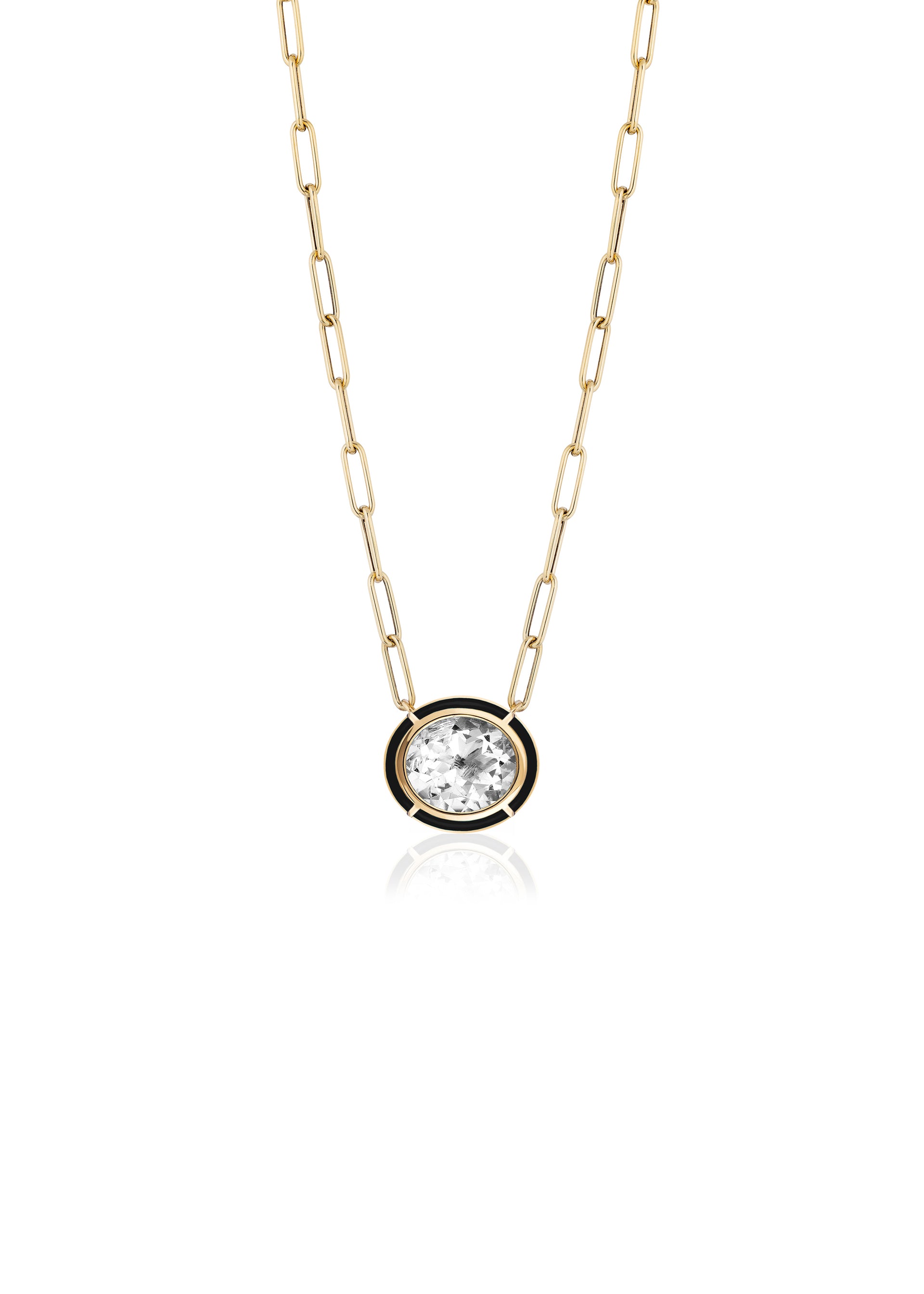 Yellow gold-Rock Crystal with Onyx