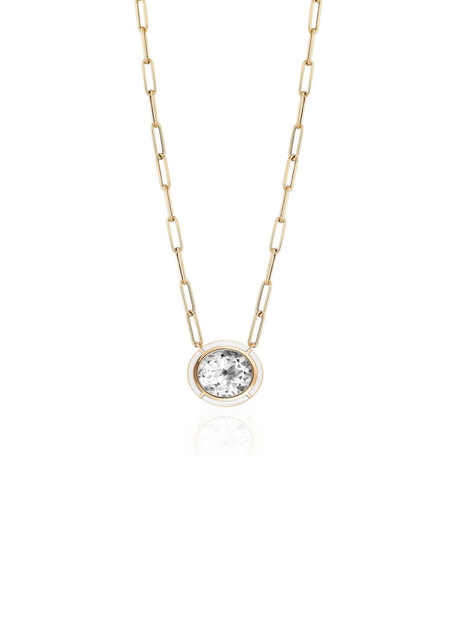 Yellow gold-Rock Crystal with White Agate