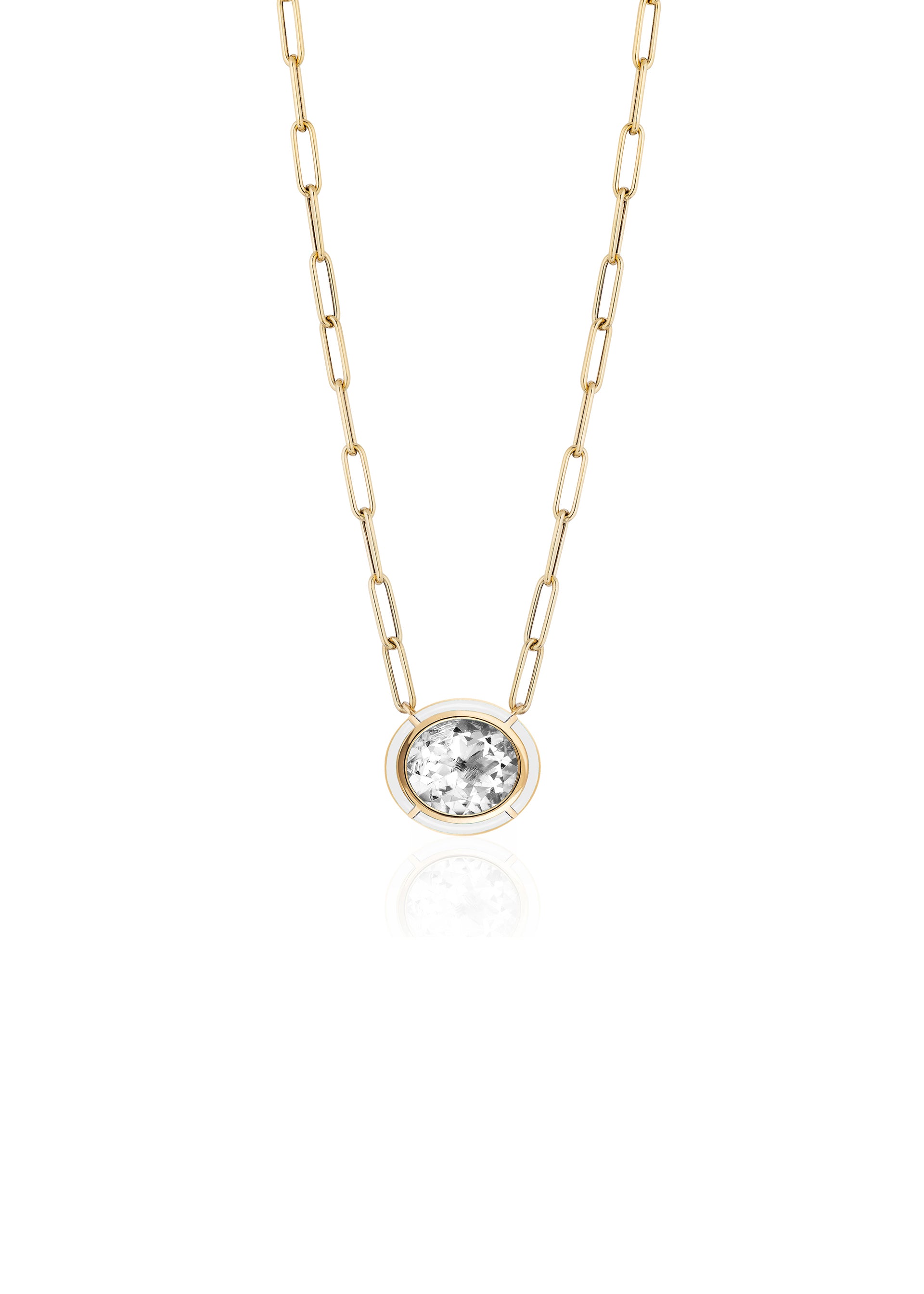 Yellow gold-Rock Crystal with White Agate