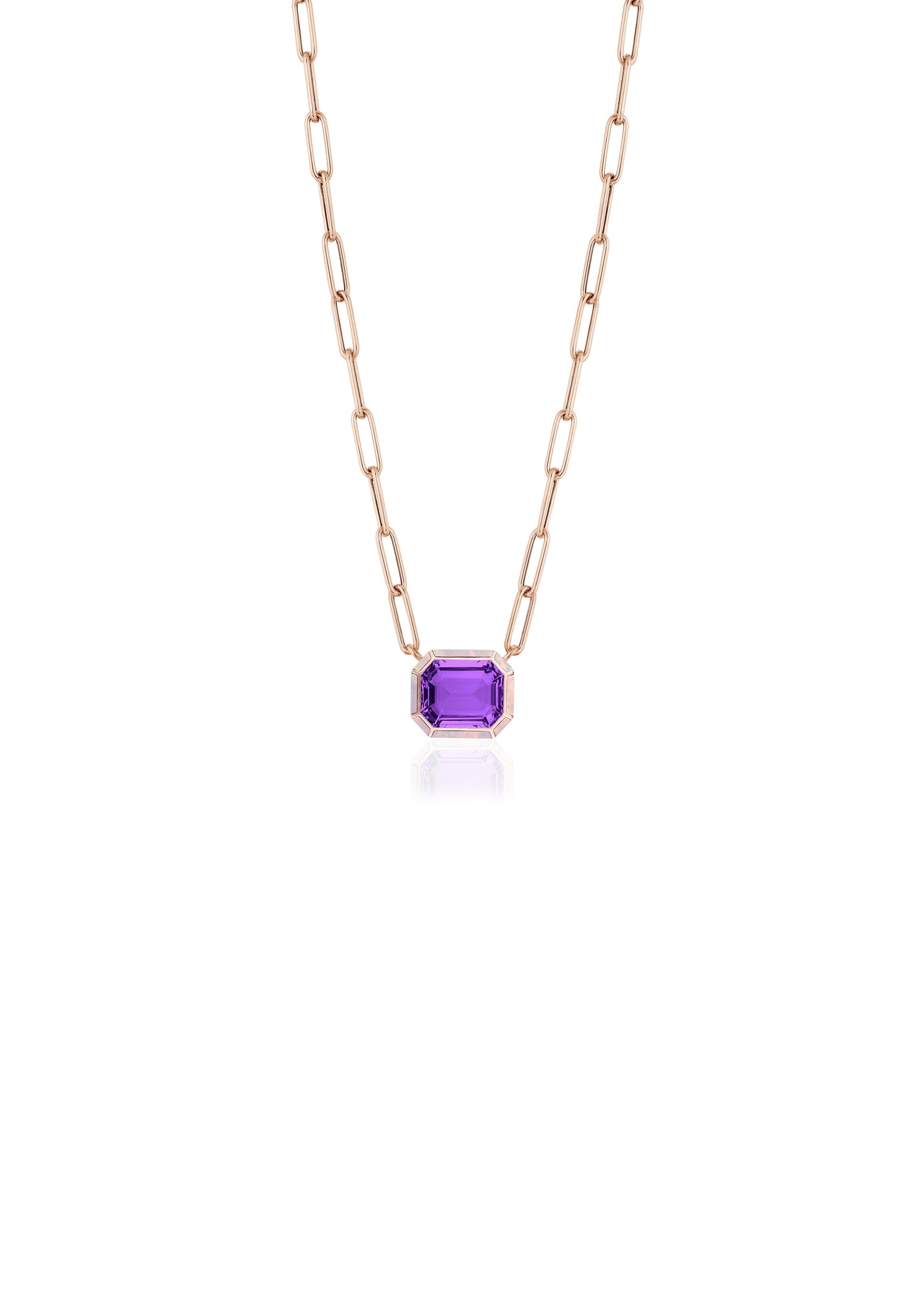 Rose gold-Amethyst with Pink Opal