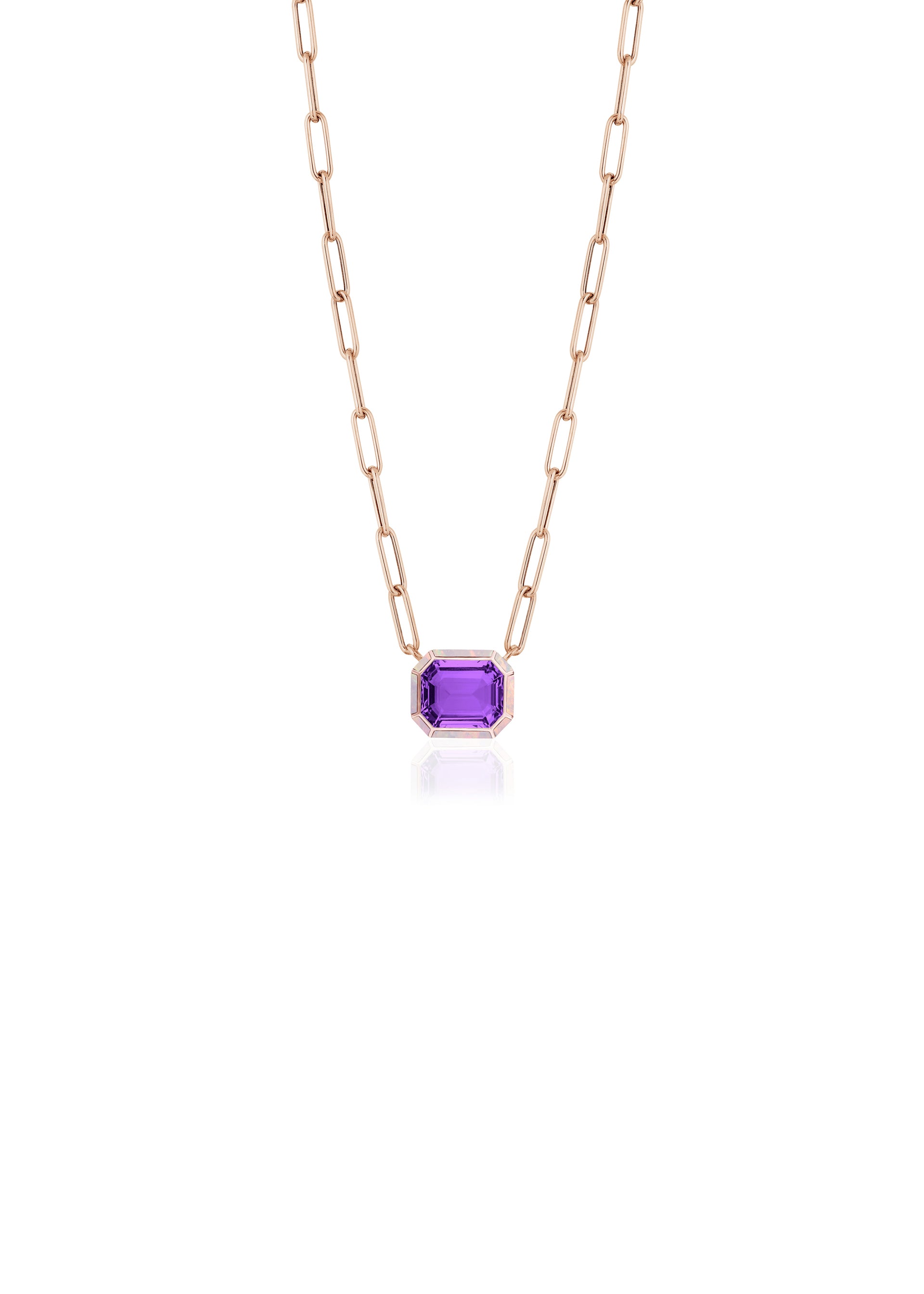 Rose gold-Amethyst with Pink Opal