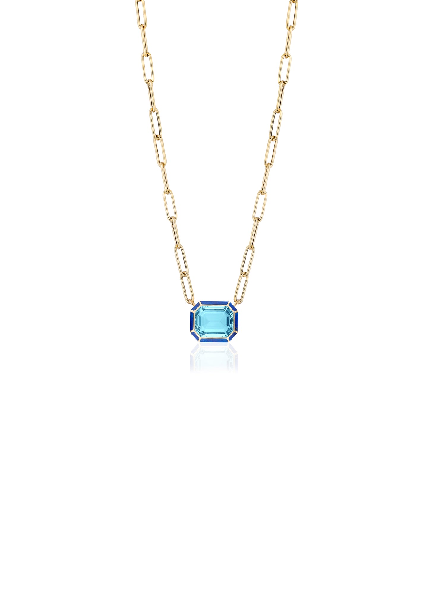 Yellow gold-Blue Topaz with Lapis