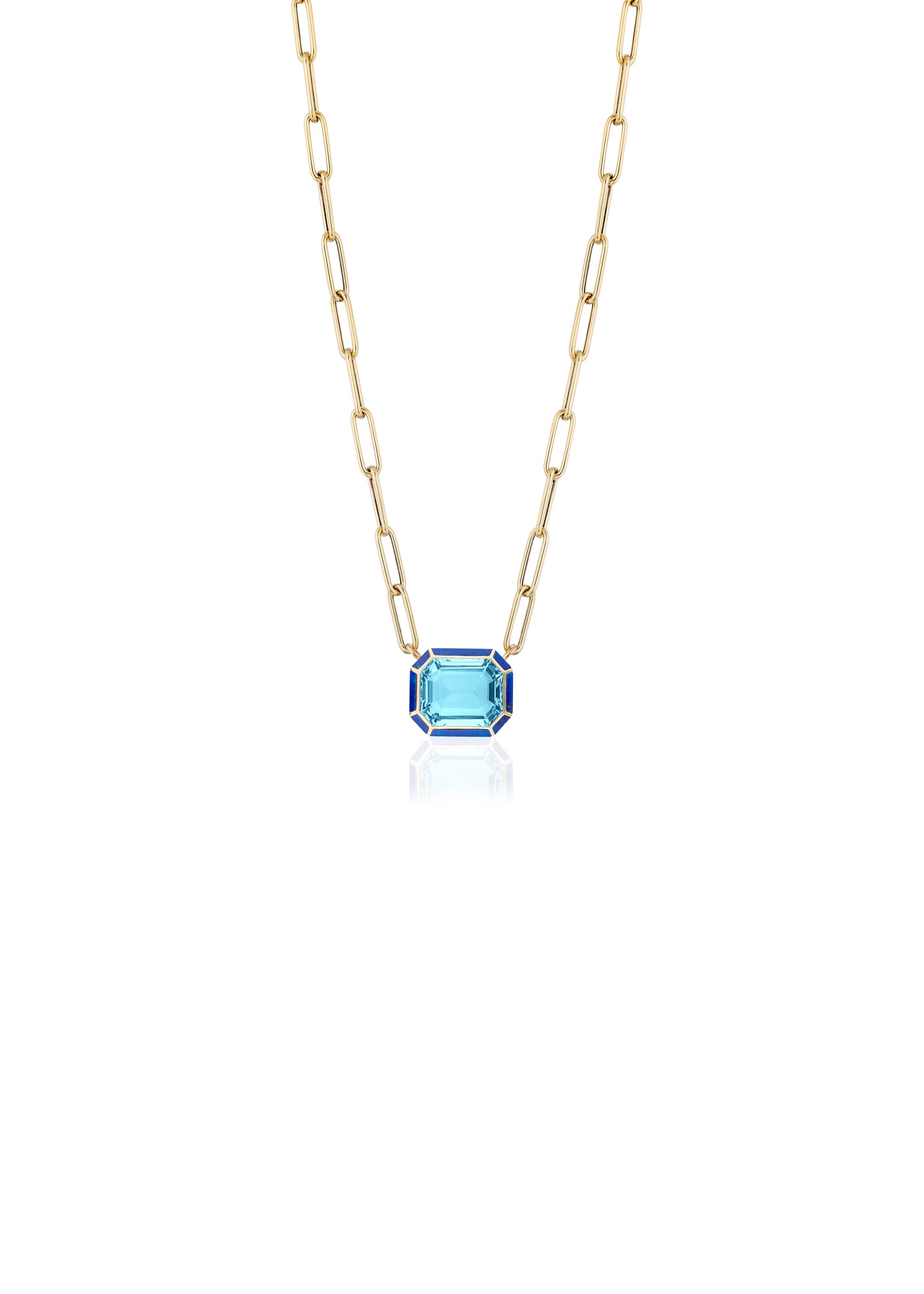 Yellow gold-Blue Topaz with Lapis