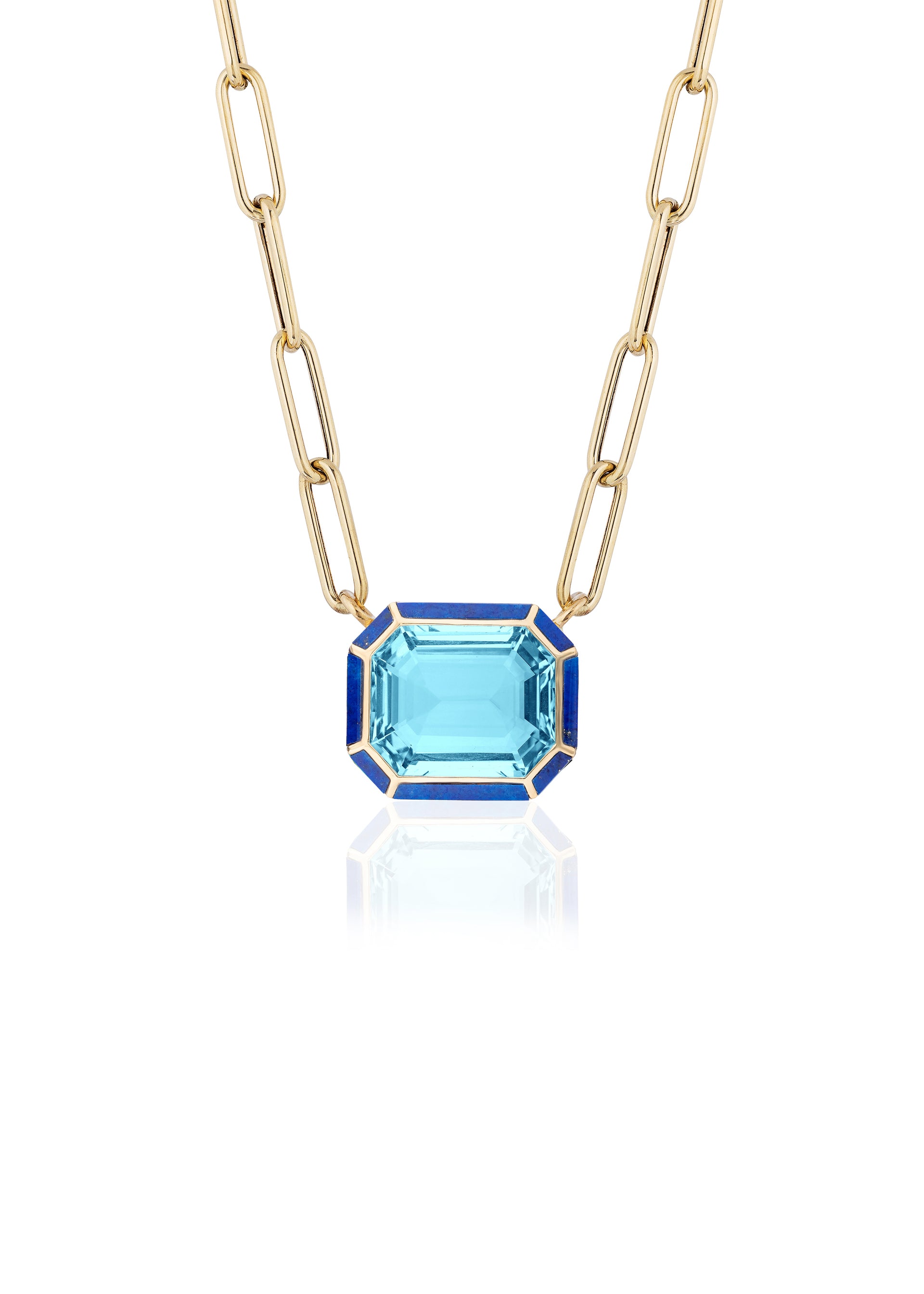 Yellow gold-Blue Topaz with Lapis