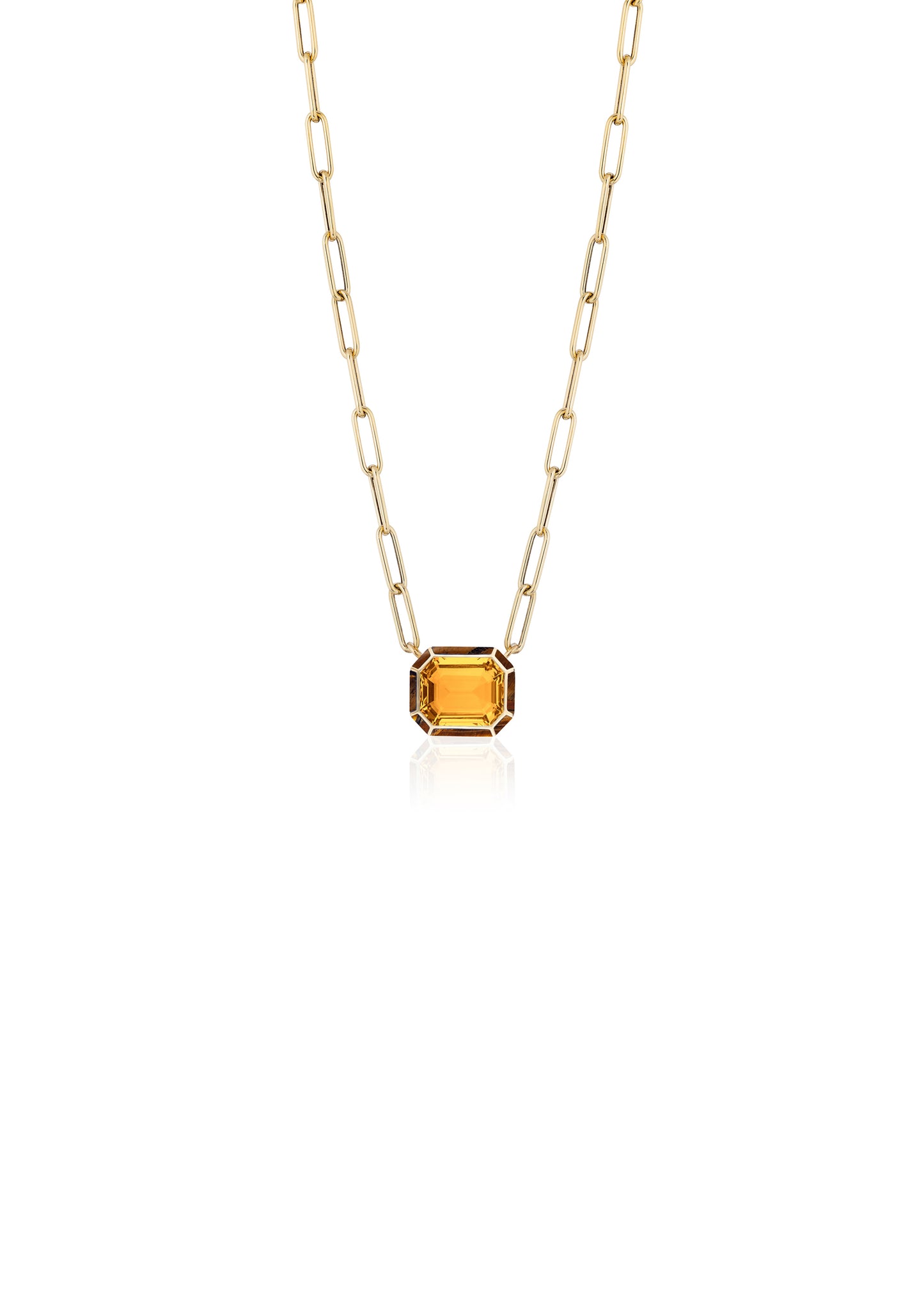 Yellow gold-Citrine with Tiger Eye