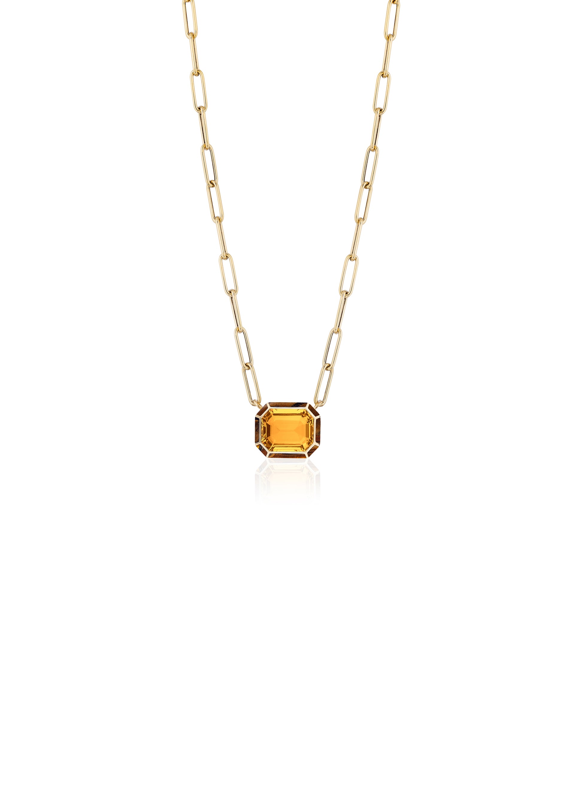 Yellow gold-Citrine with Tiger Eye