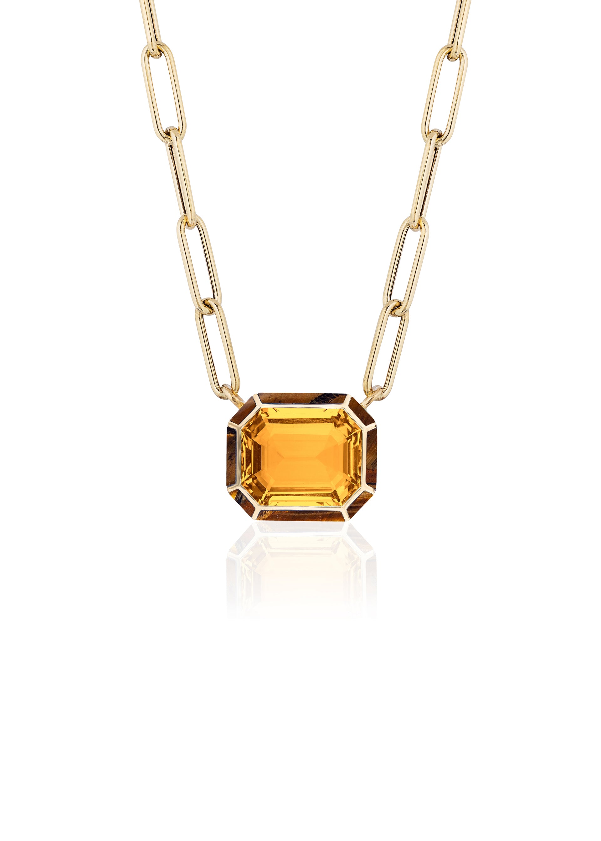 Yellow gold-Citrine with Tiger Eye