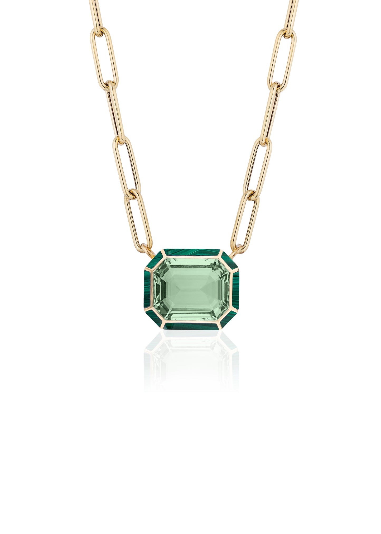 Yellow gold-Prasiolite with Malachite