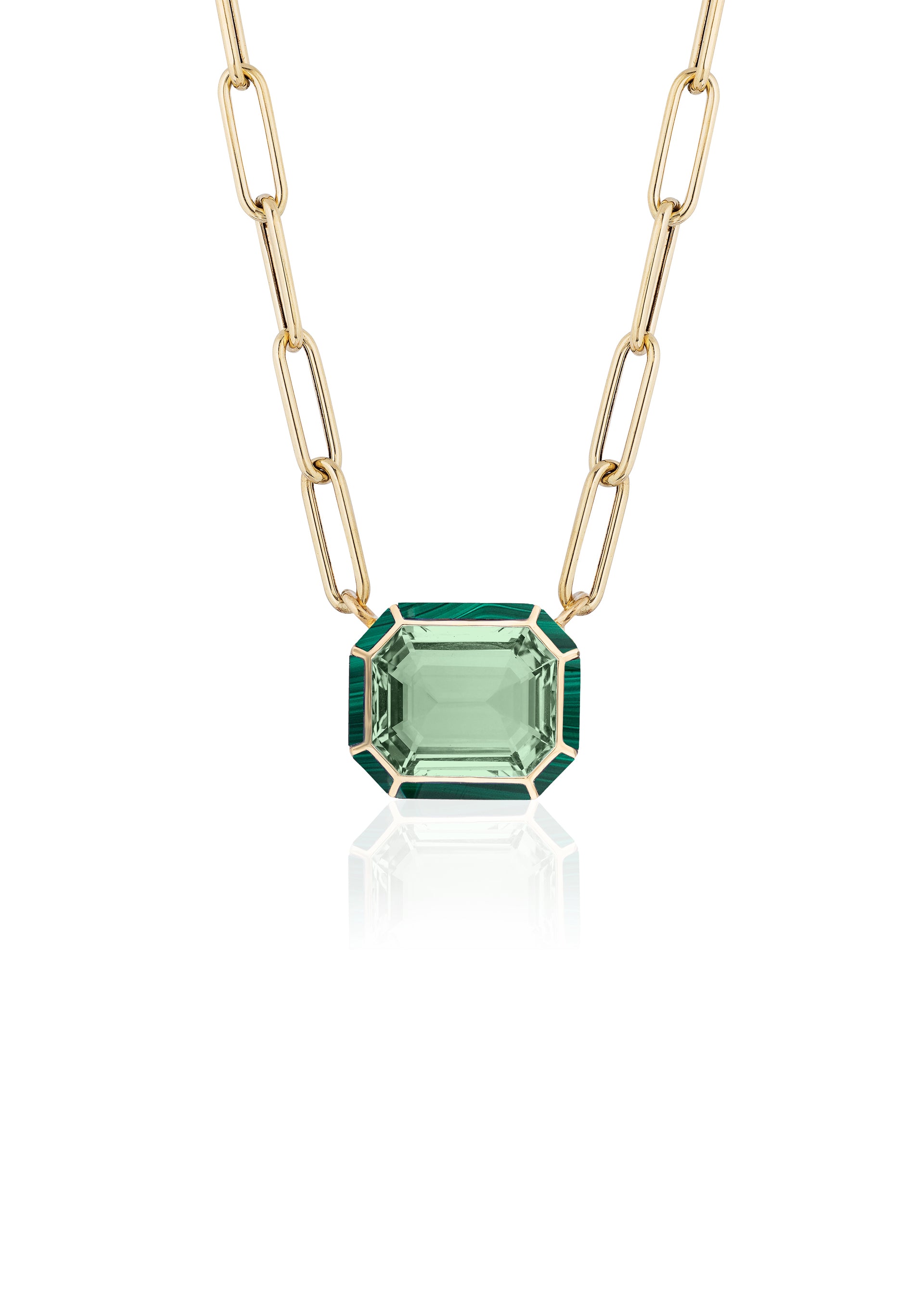 Yellow gold-Prasiolite with Malachite