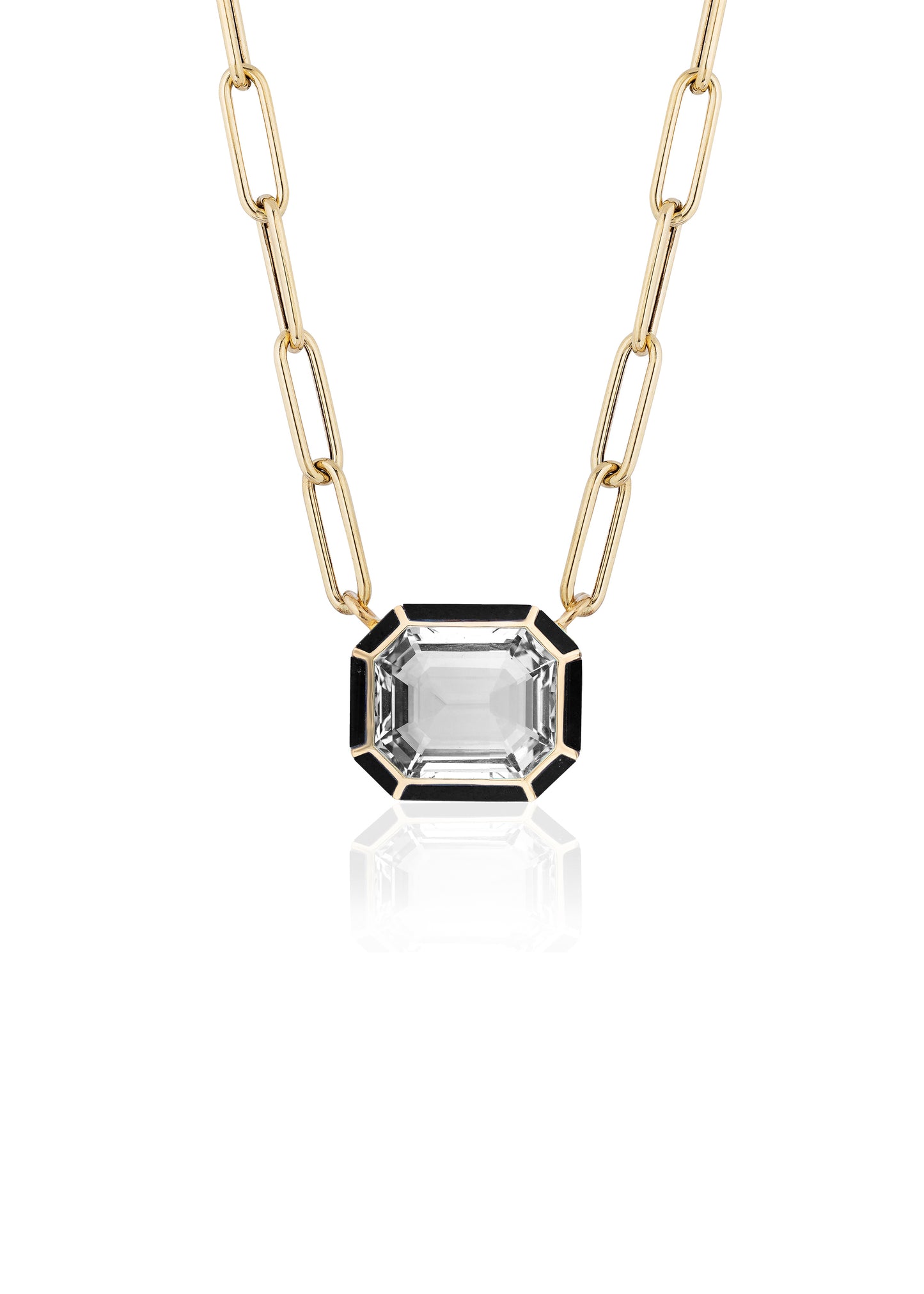 Yellow gold-Rock Crystal with Onyx