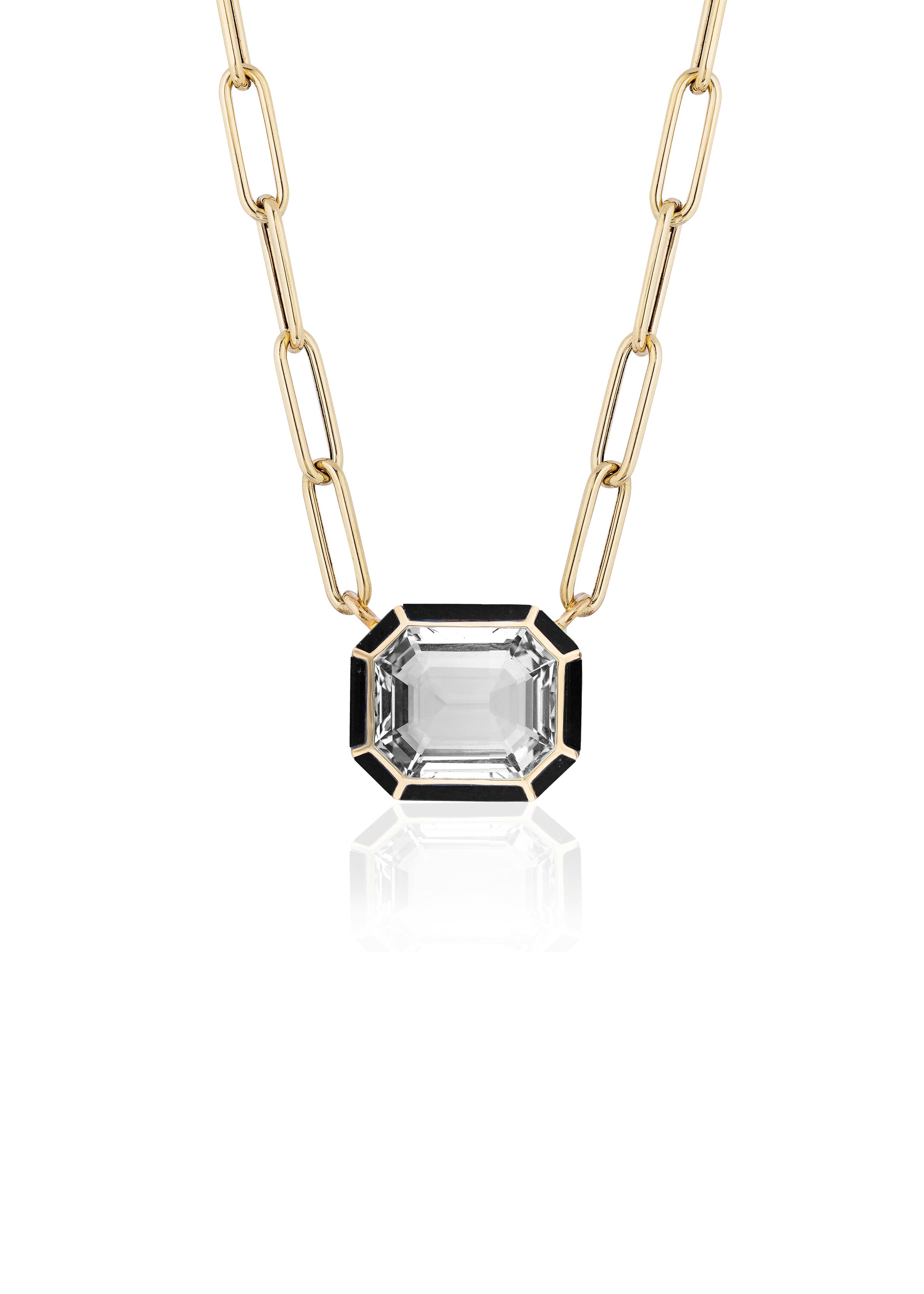 Yellow gold-Rock Crystal with Onyx
