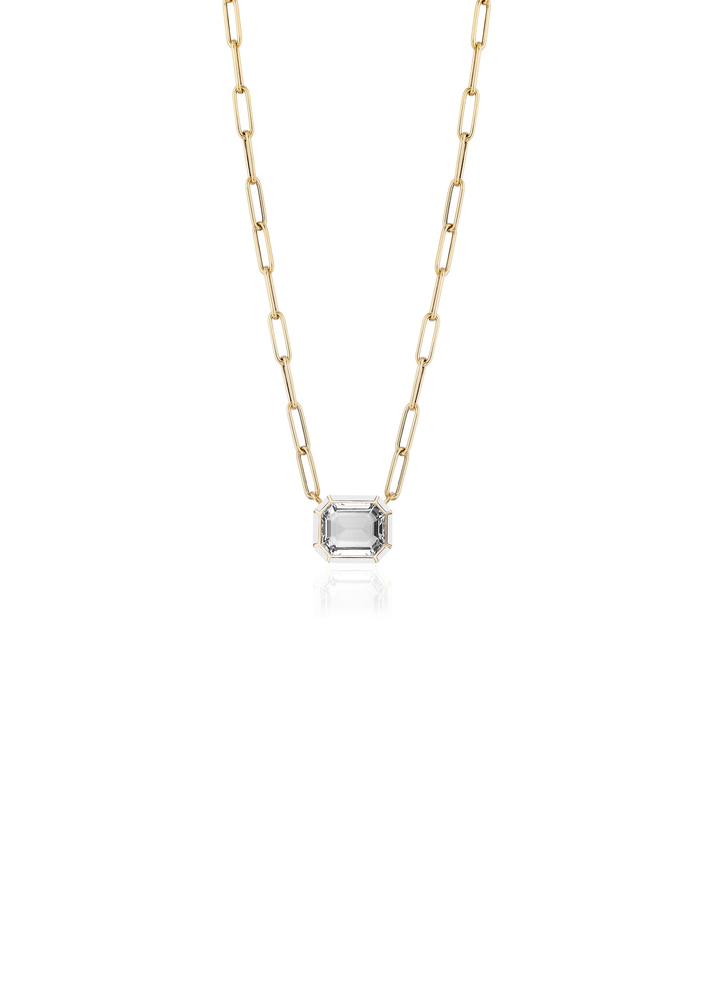 Yellow gold-Rock Crystal with White Agate