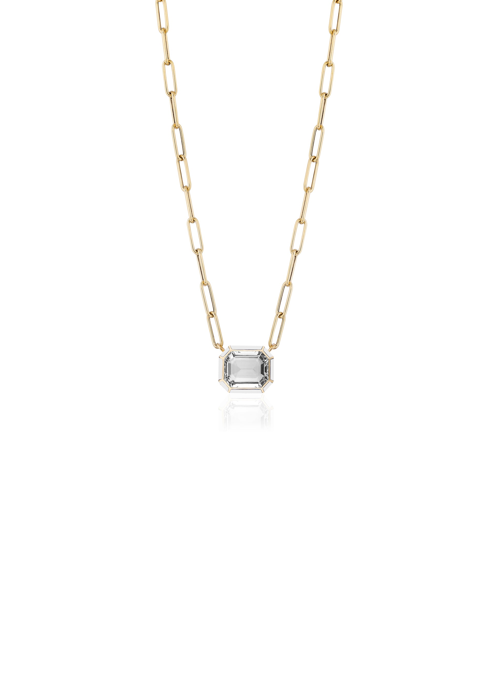 Yellow gold-Rock Crystal with White Agate