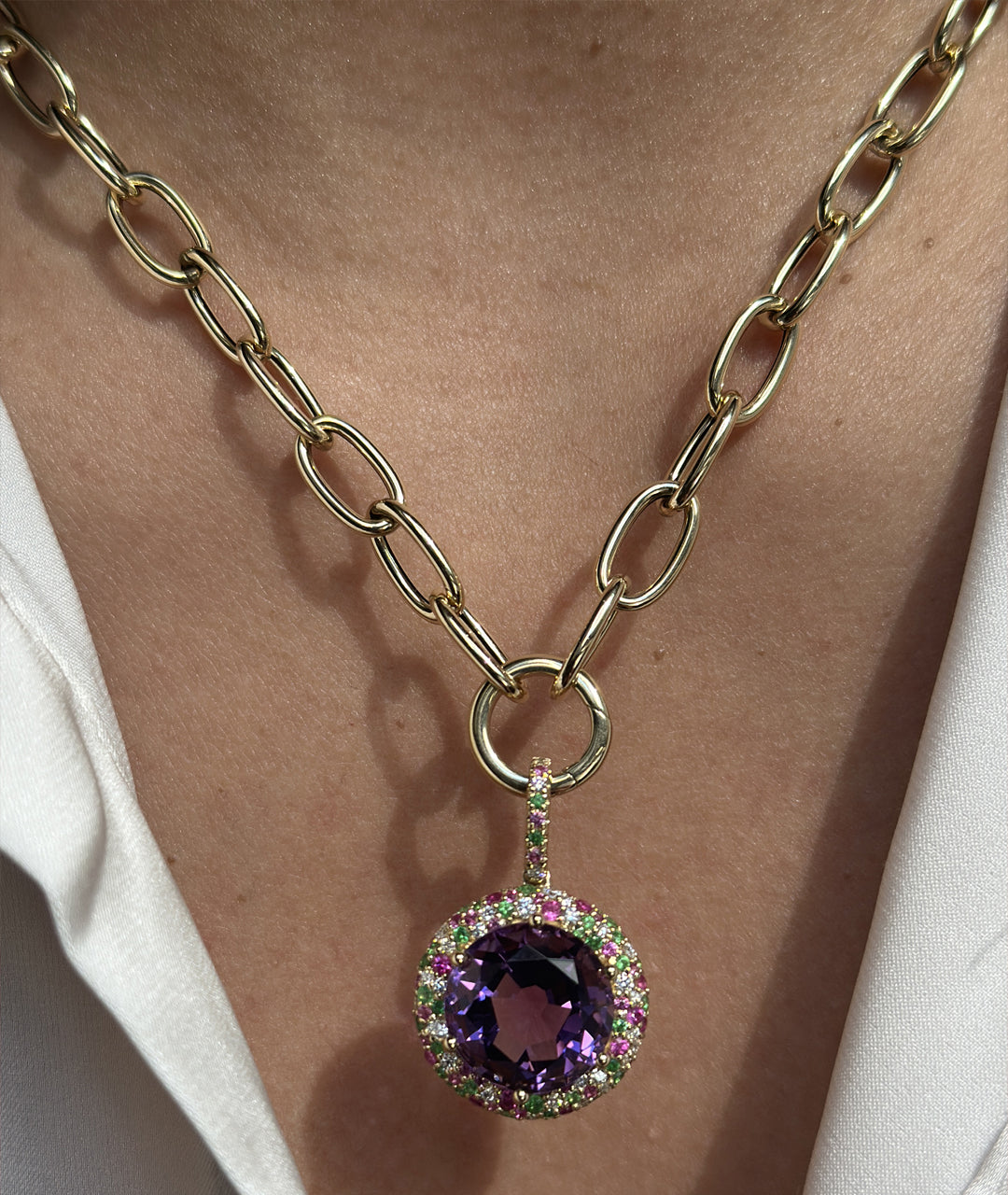 Round Halo Link Pendant