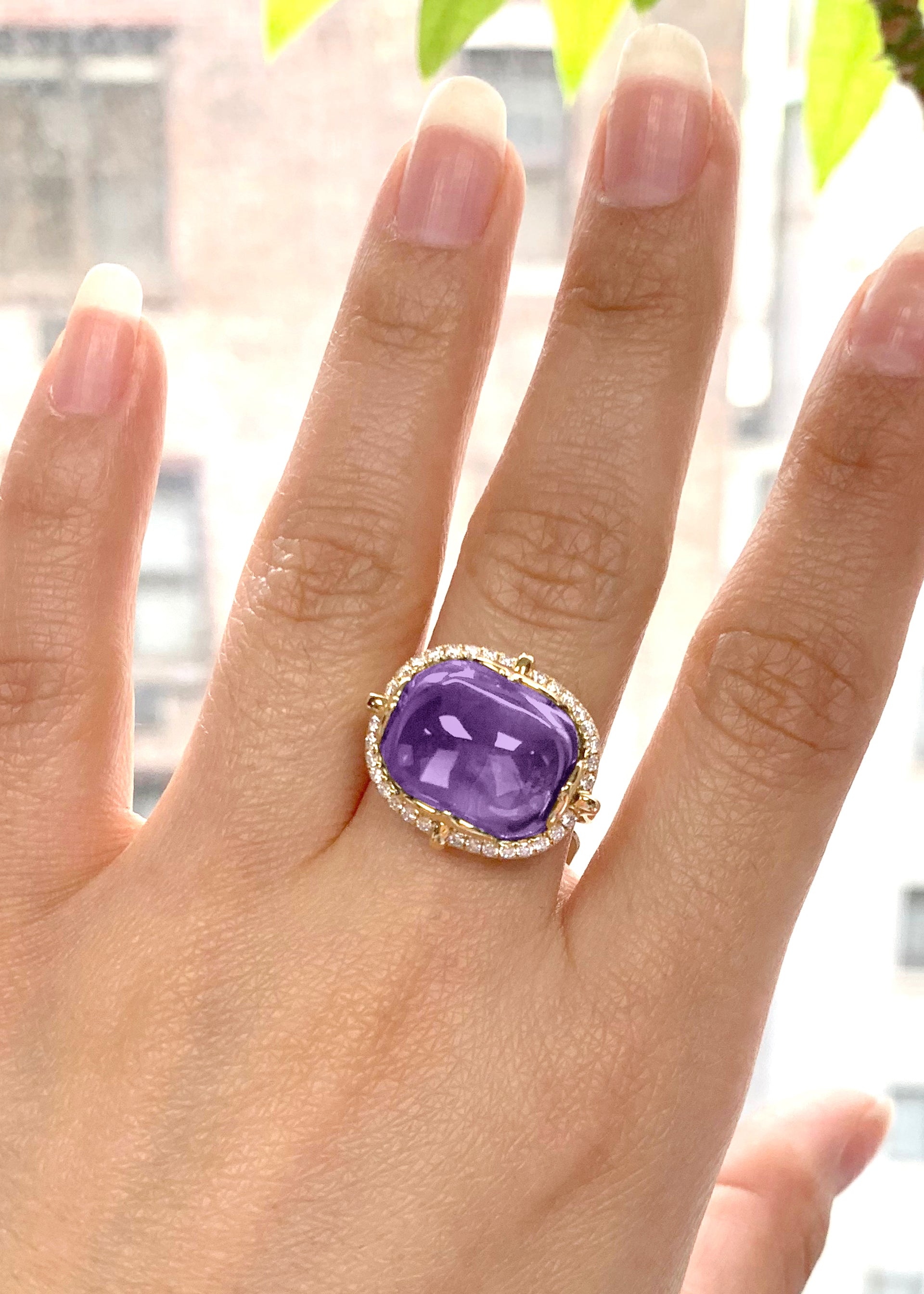 Yellow gold-Amethyst